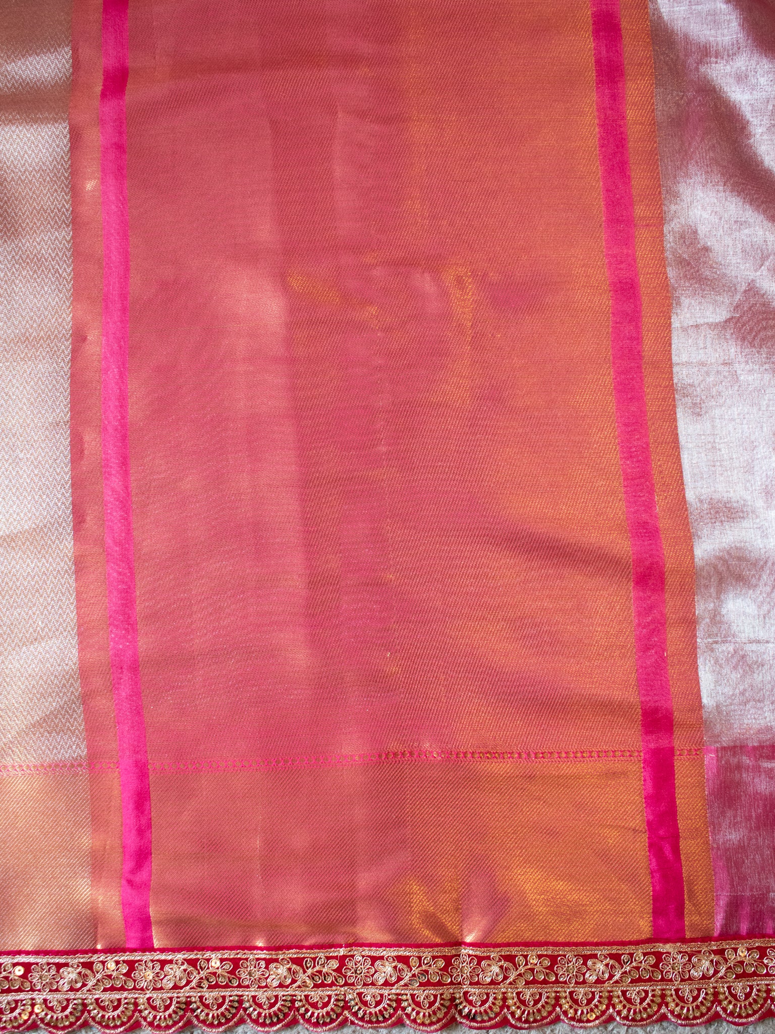 Banarasi Semi silk Saree With Lace Border- Red