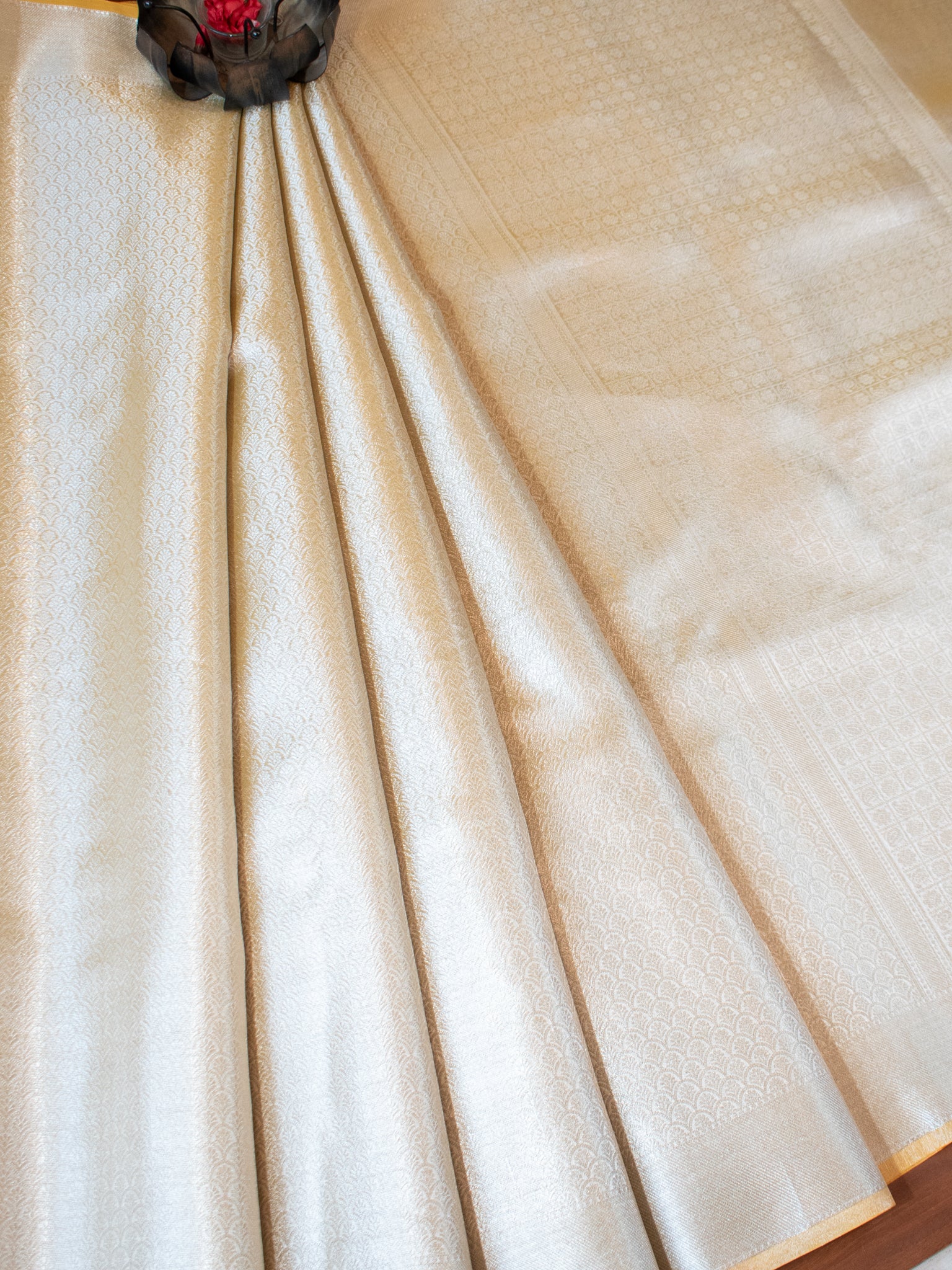 Banarasi Tissue Saree With Silver Weaving - Silver