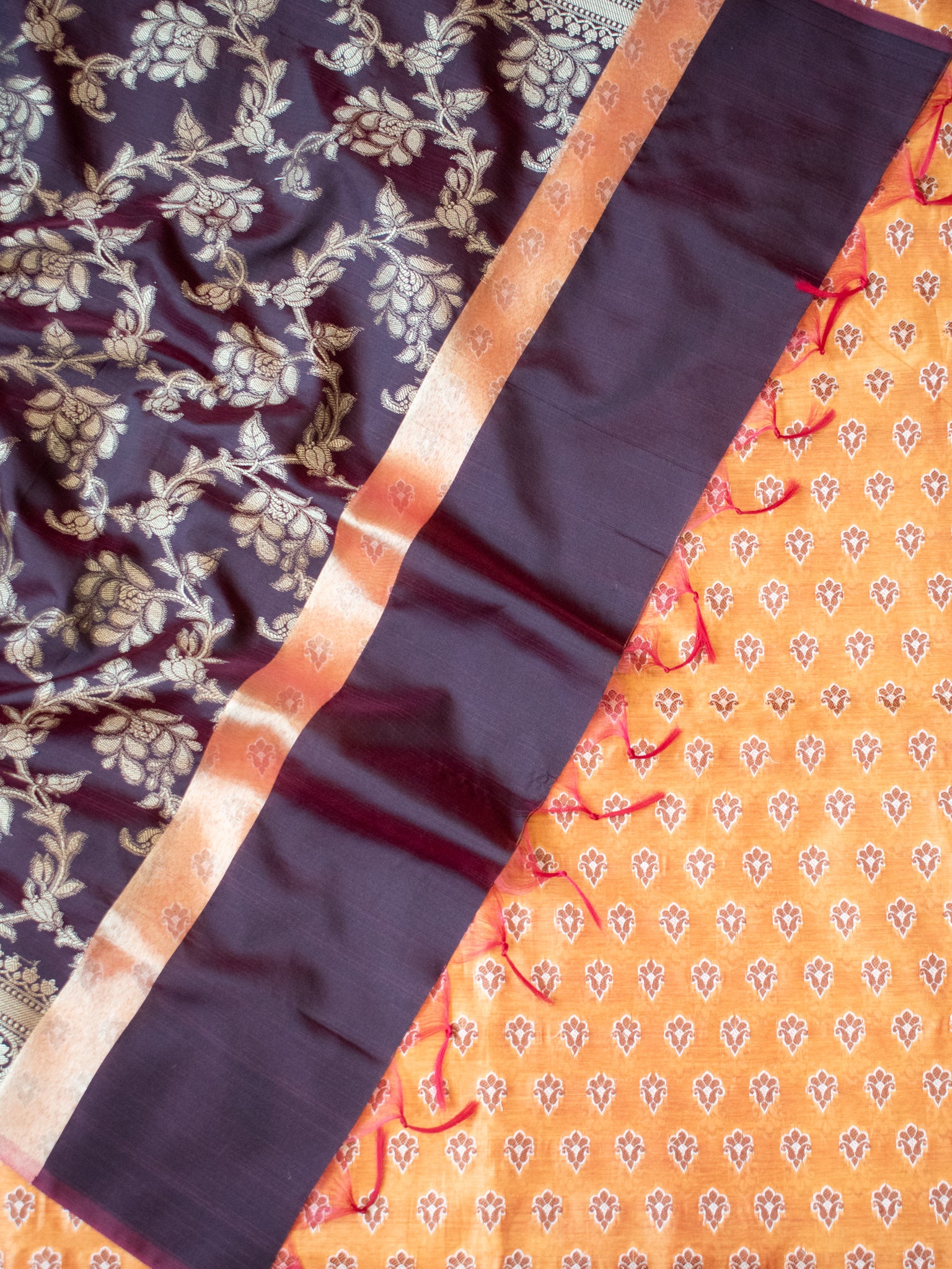 Banarasi Cotton Silk Salwar Kameez With Contrast Dupatta- Yellow