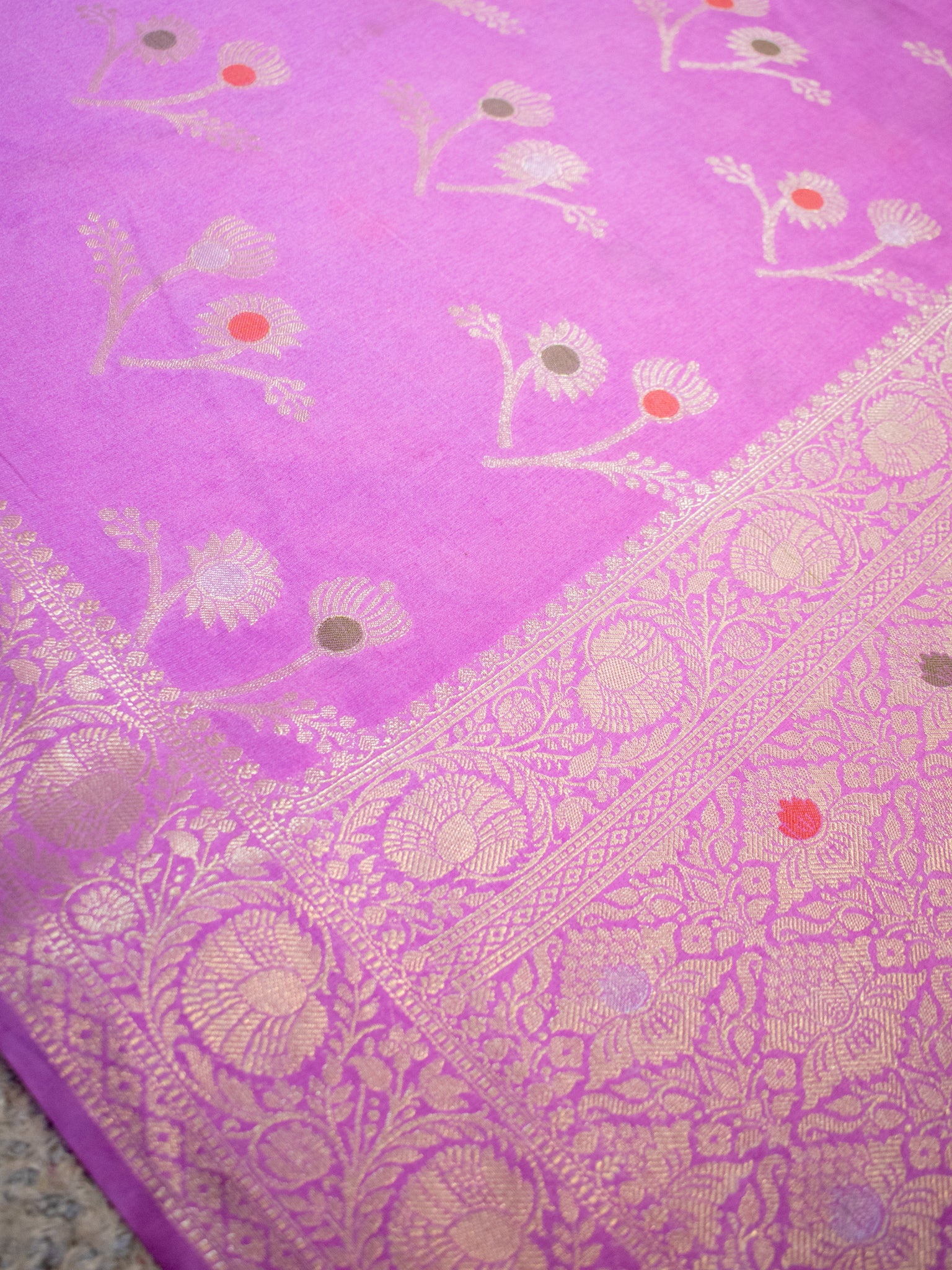 Banarasi Cotton Silk Saree With Zari Weaving & Border- Lavender