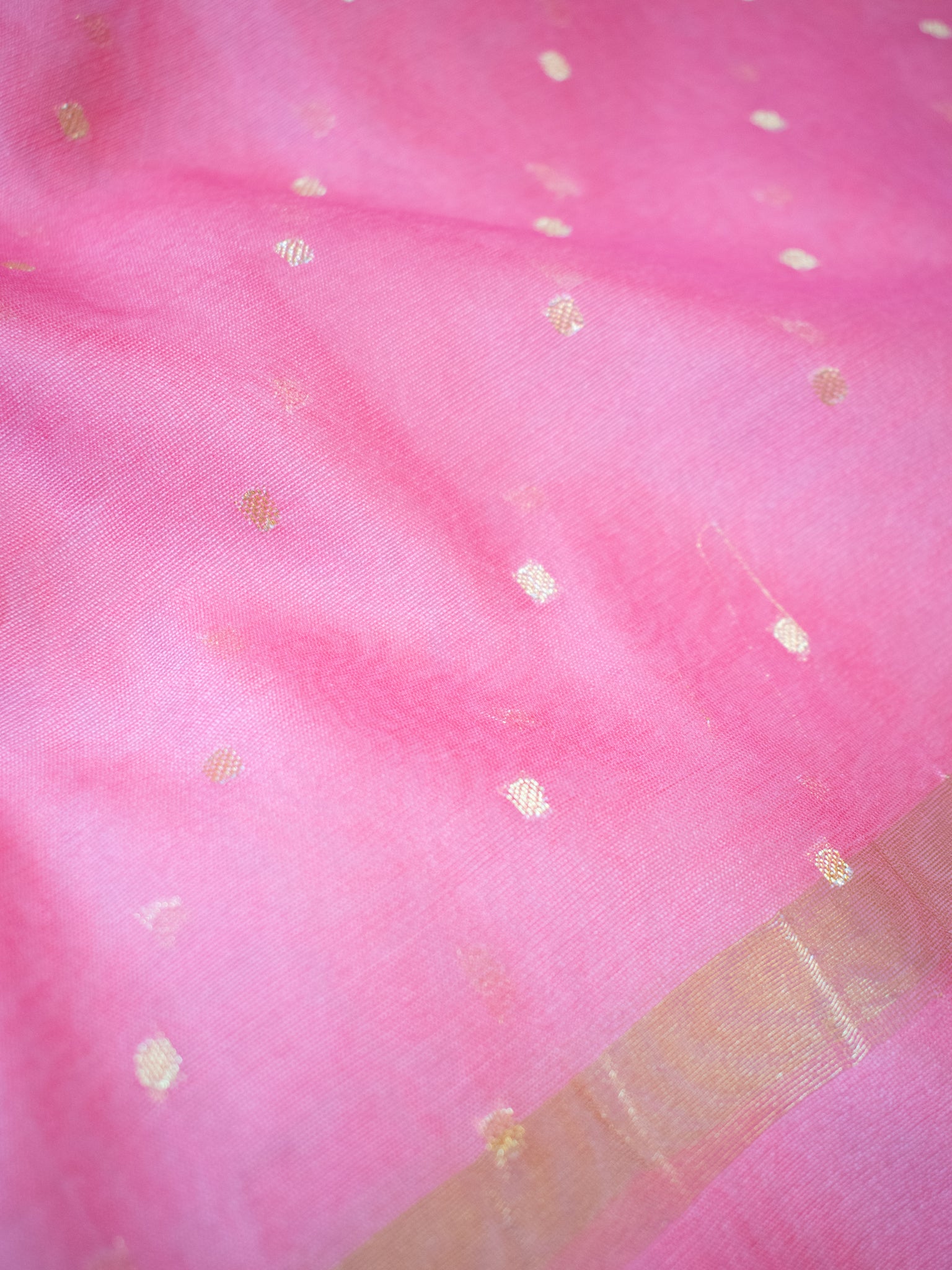 Banarasi Cotton Silk Dupatta With Buti Weaving- Pink