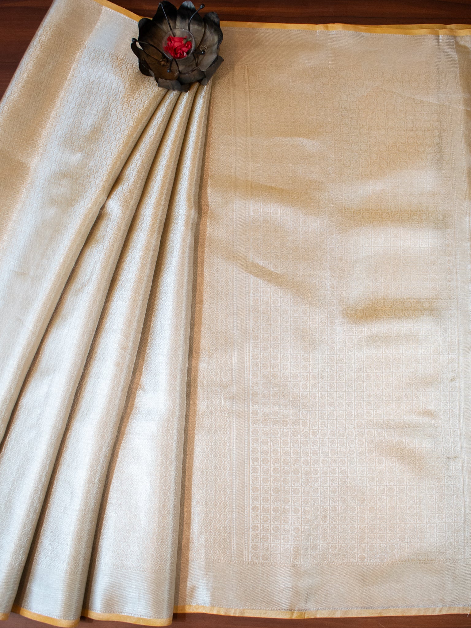 Banarasi Tissue Saree With Silver Weaving - Silver