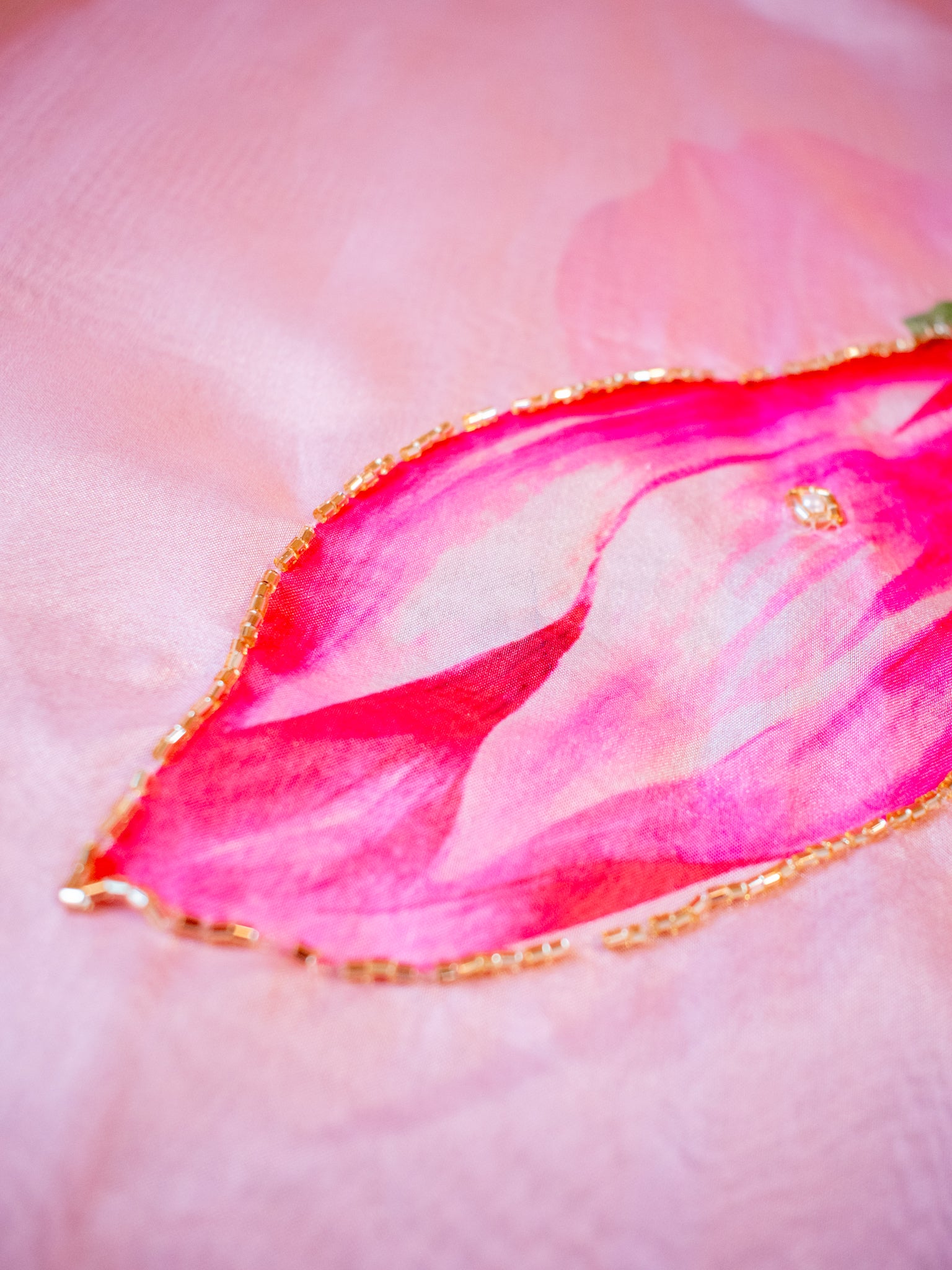 Semi Satin Floral Saree - Pink