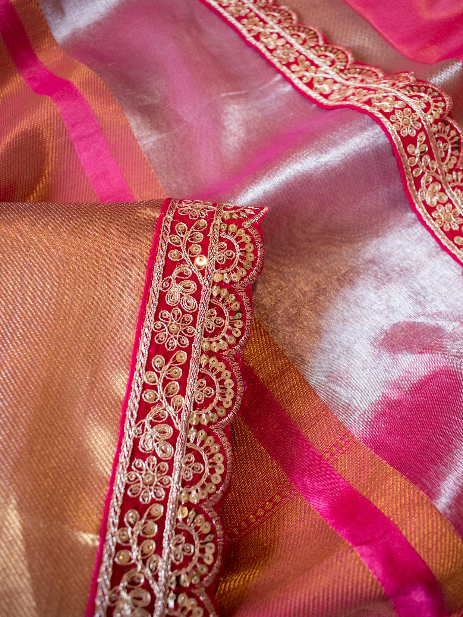 Banarasi Semi silk Saree With Lace Border- Red