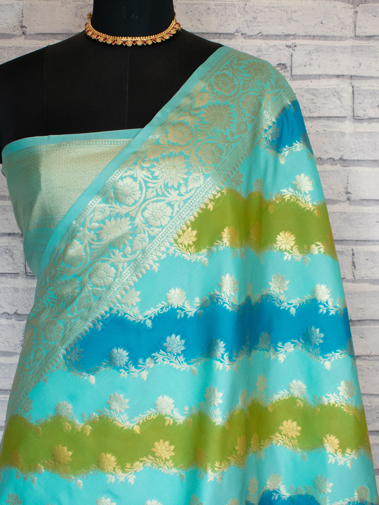 Banarasi Cotton Silk Saree With Zari Weaving & Border - Blue