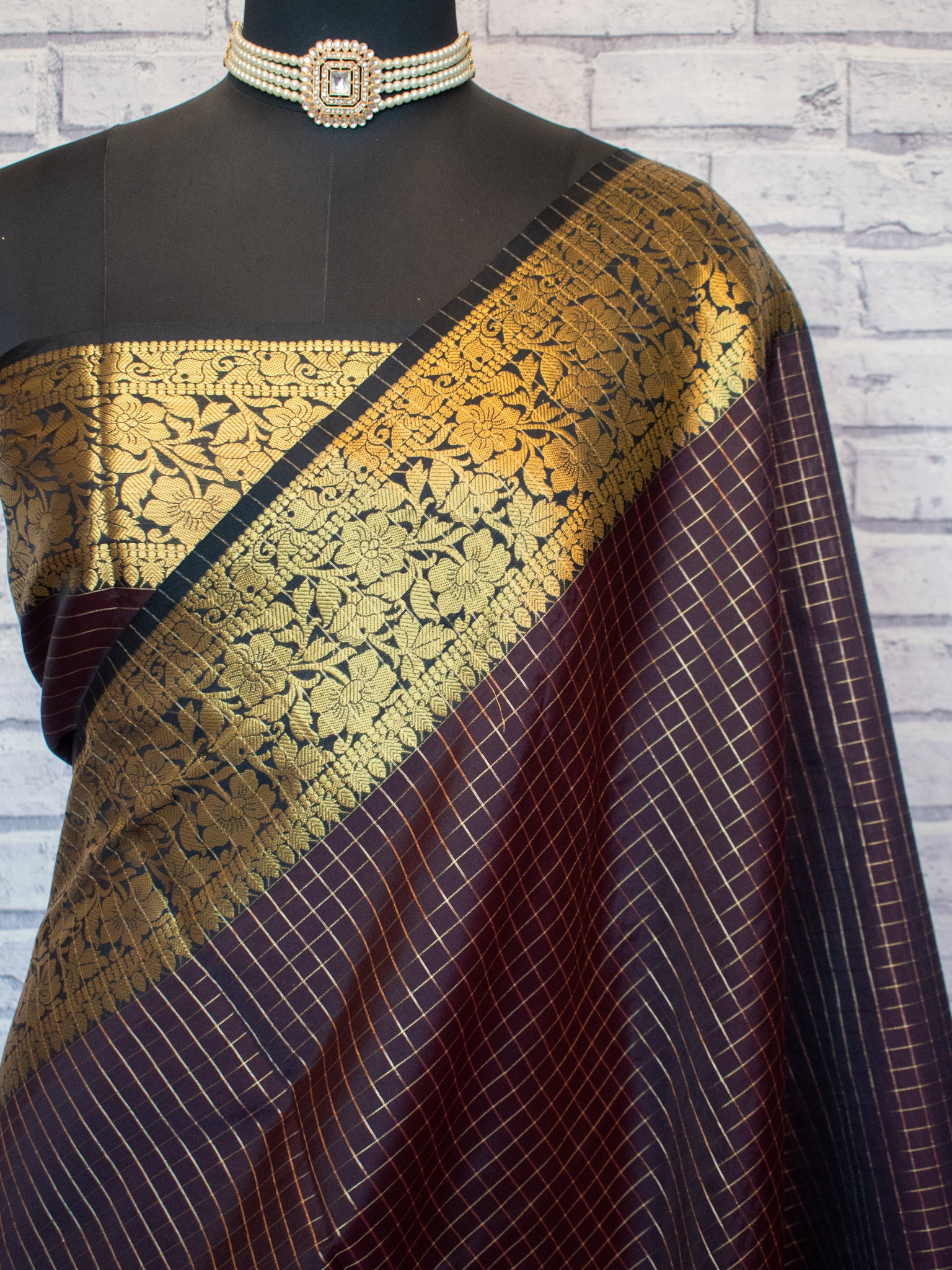 Banarasi Cotton Silk Saree with Zari Weaving - Brown