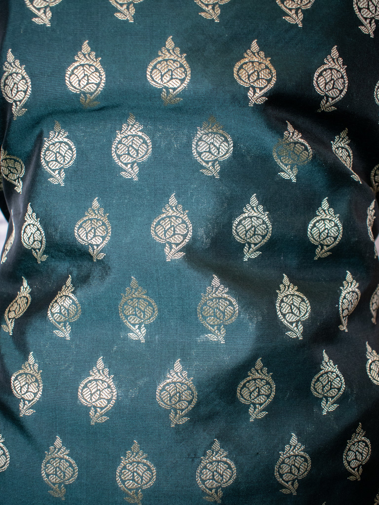 Banarasi Cotton Silk Salwar Kameez With Jaal Dupatta-Green