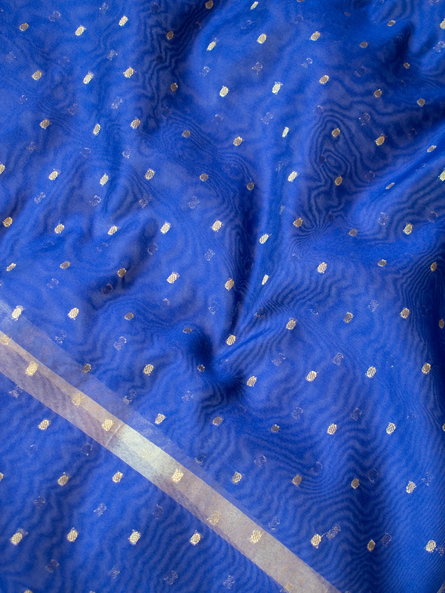 Banarasi Cotton Silk Dupatta With Buti Weaving- Blue