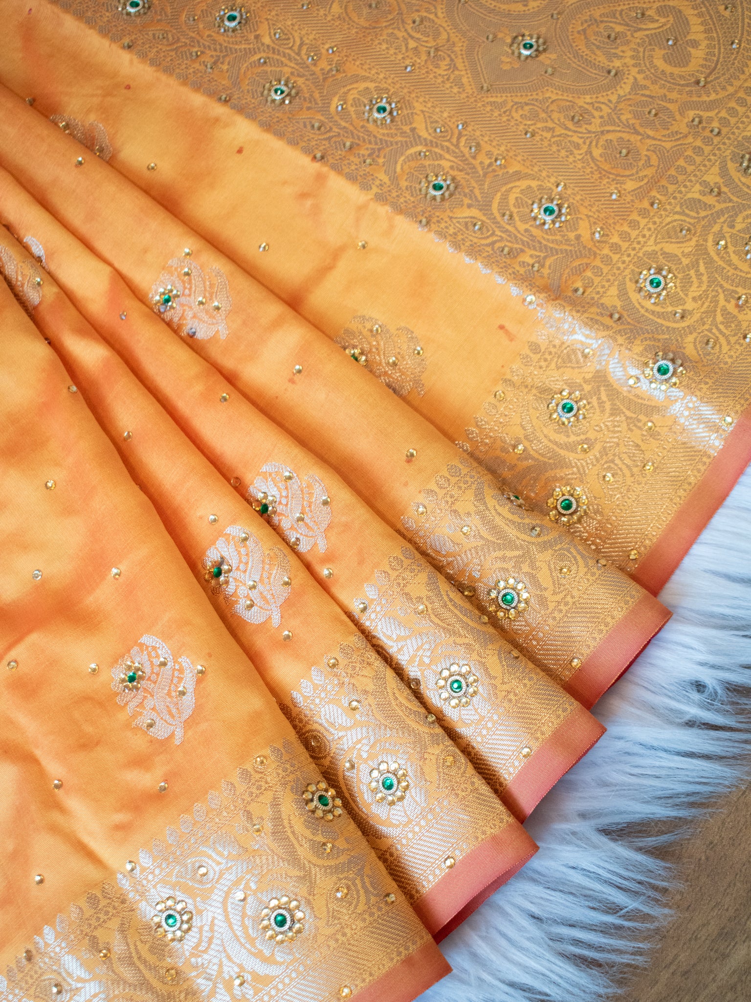 Banarasi Semi Silk Saree With Zari Border - Yellow