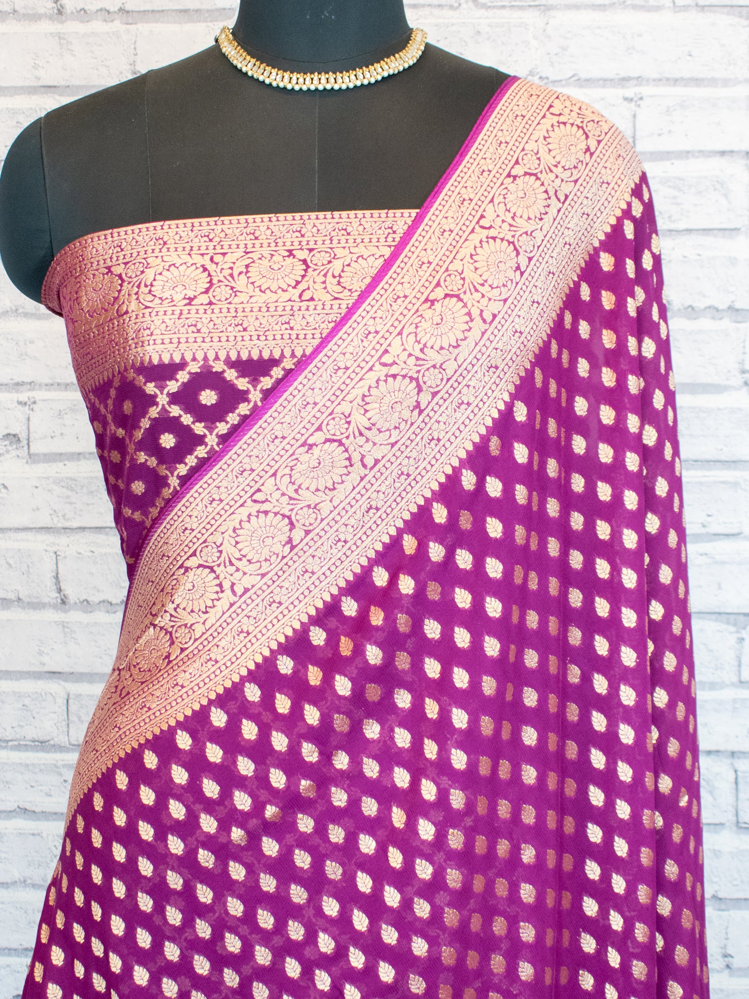 Banarasi Viscose Georgette Saree With Zari Buti Weaving-Purple