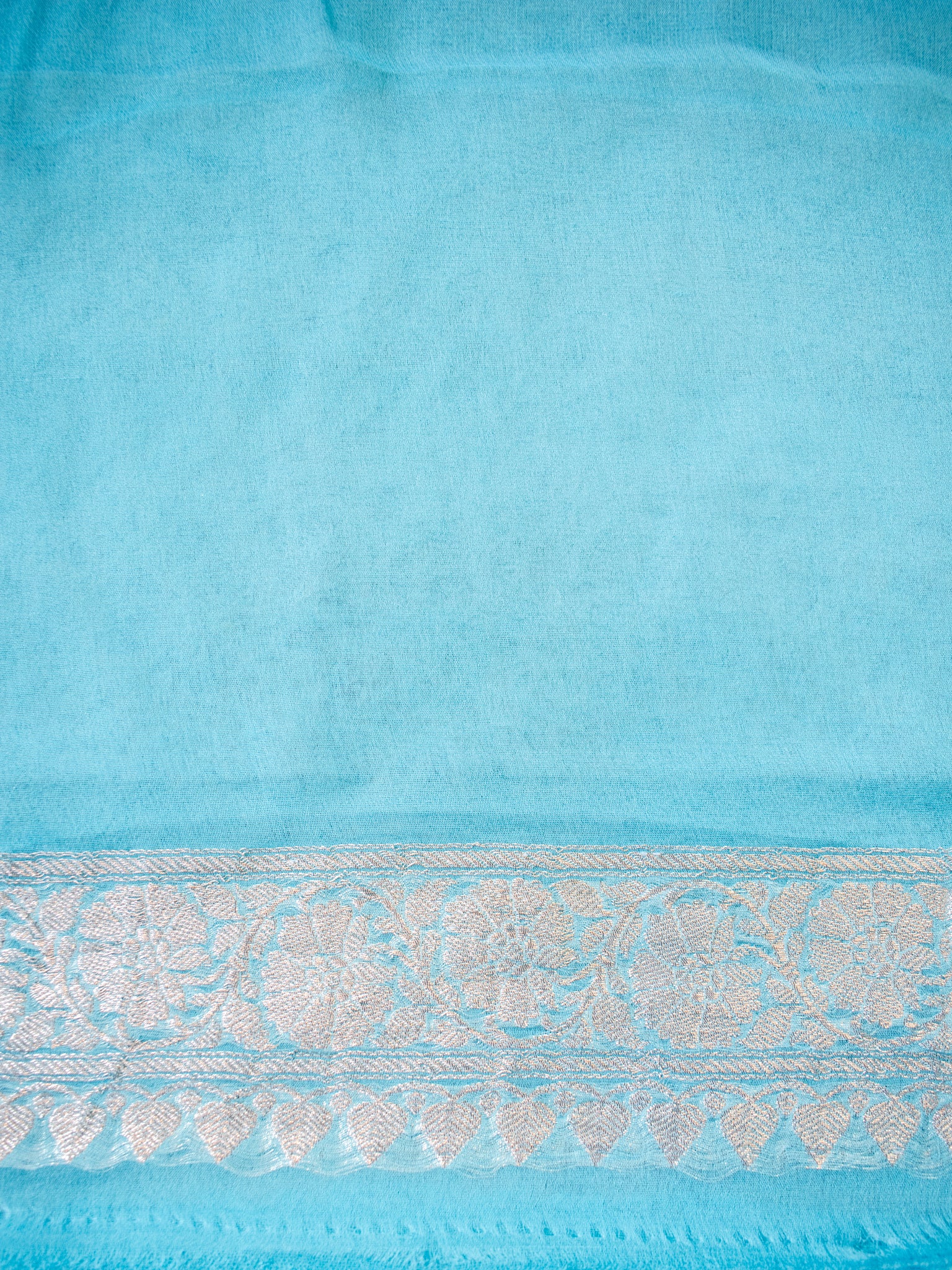 Banarasi Pure Khaddi Georgette Saree With Buti Weaving- Blue