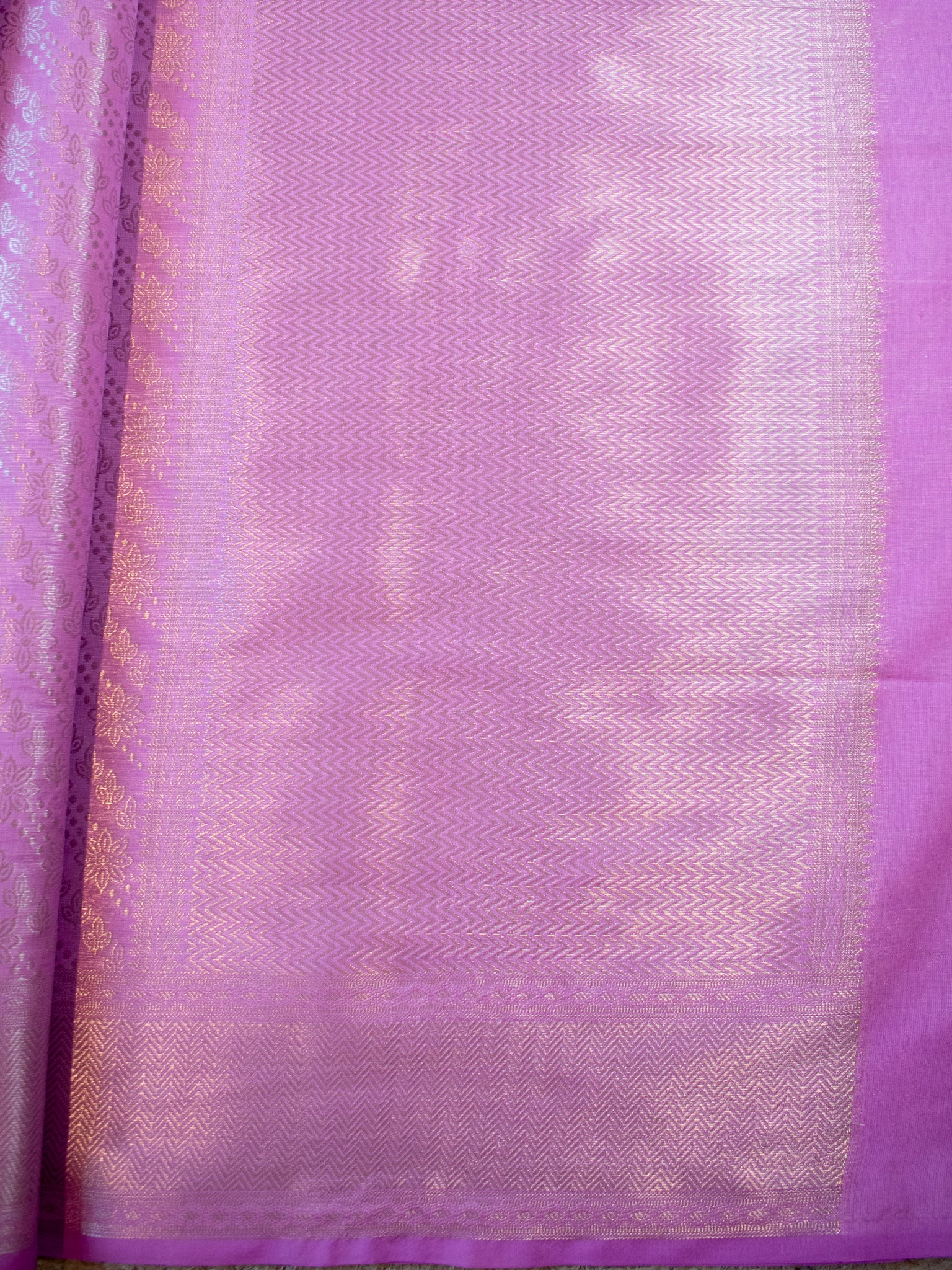 Banarasi Tissue Saree With Silver Weaving & Border- Pink
