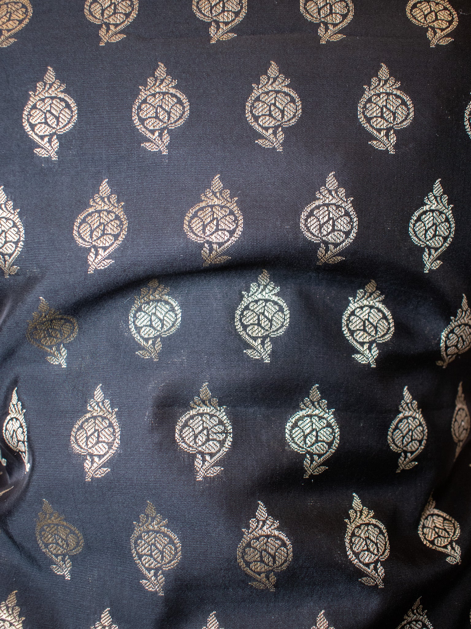 Banarasi Cotton Silk Salwar Kameez With Jaal Dupatta-Black