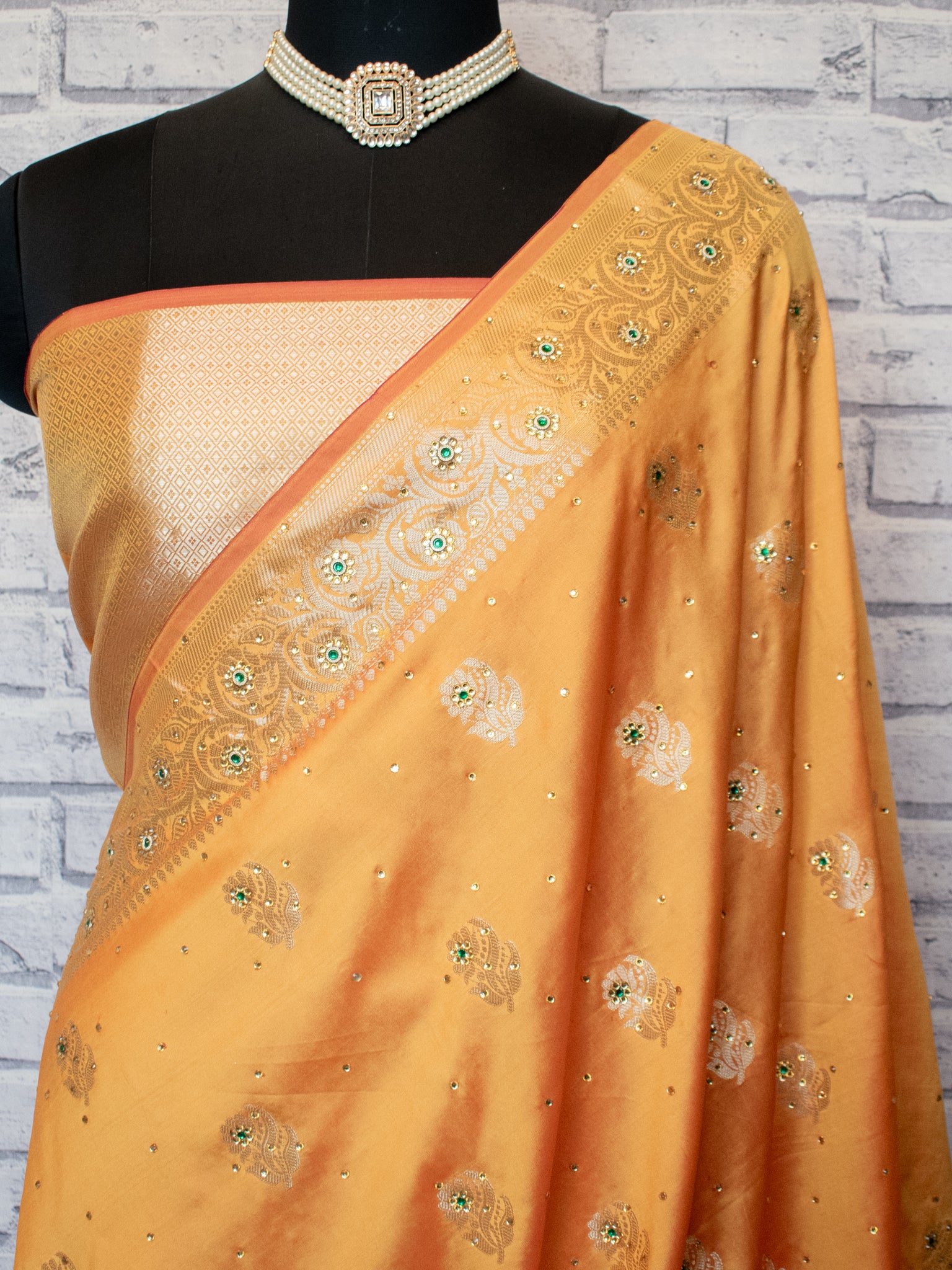 Banarasi Semi Silk Saree With Zari Border - Yellow