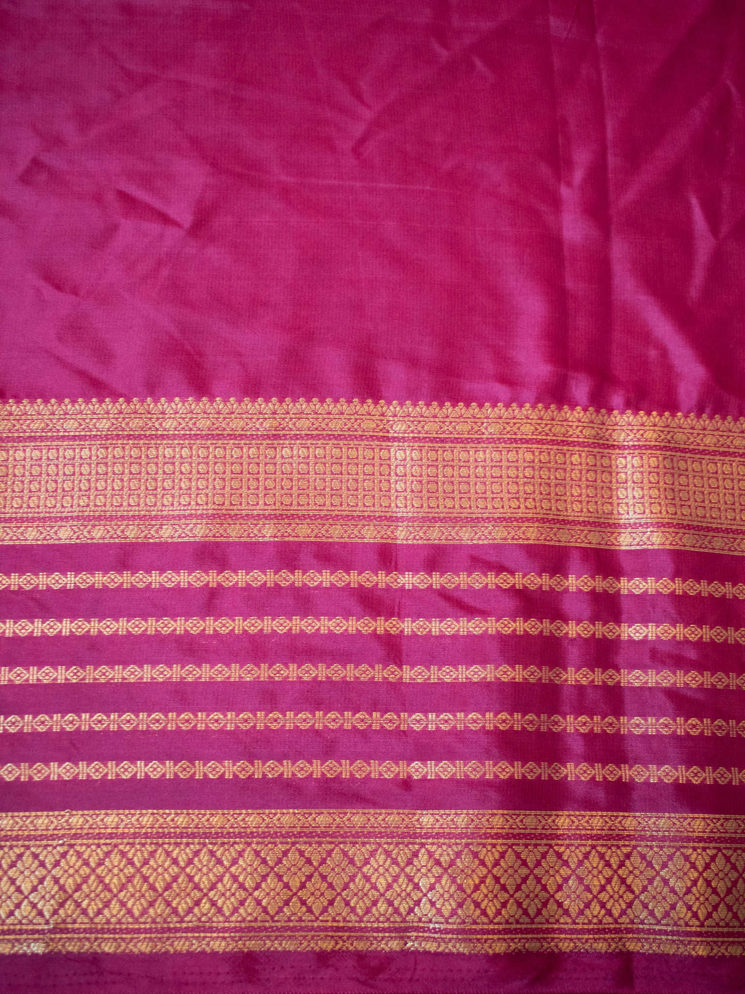 Banarasi Plain Silk Mix Saree with Border- Wine