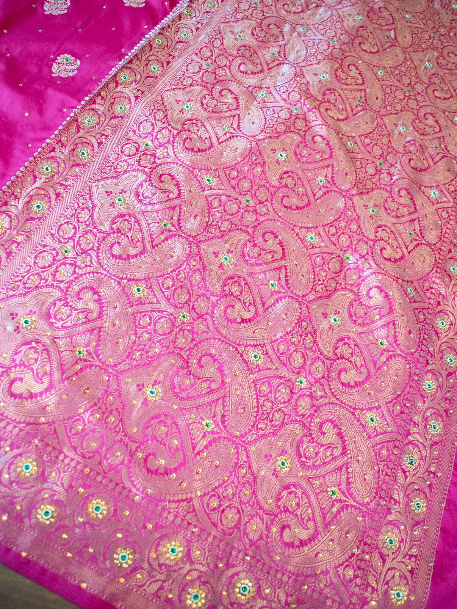 Banarasi Semi Silk Saree With Zari Border - Magenta
