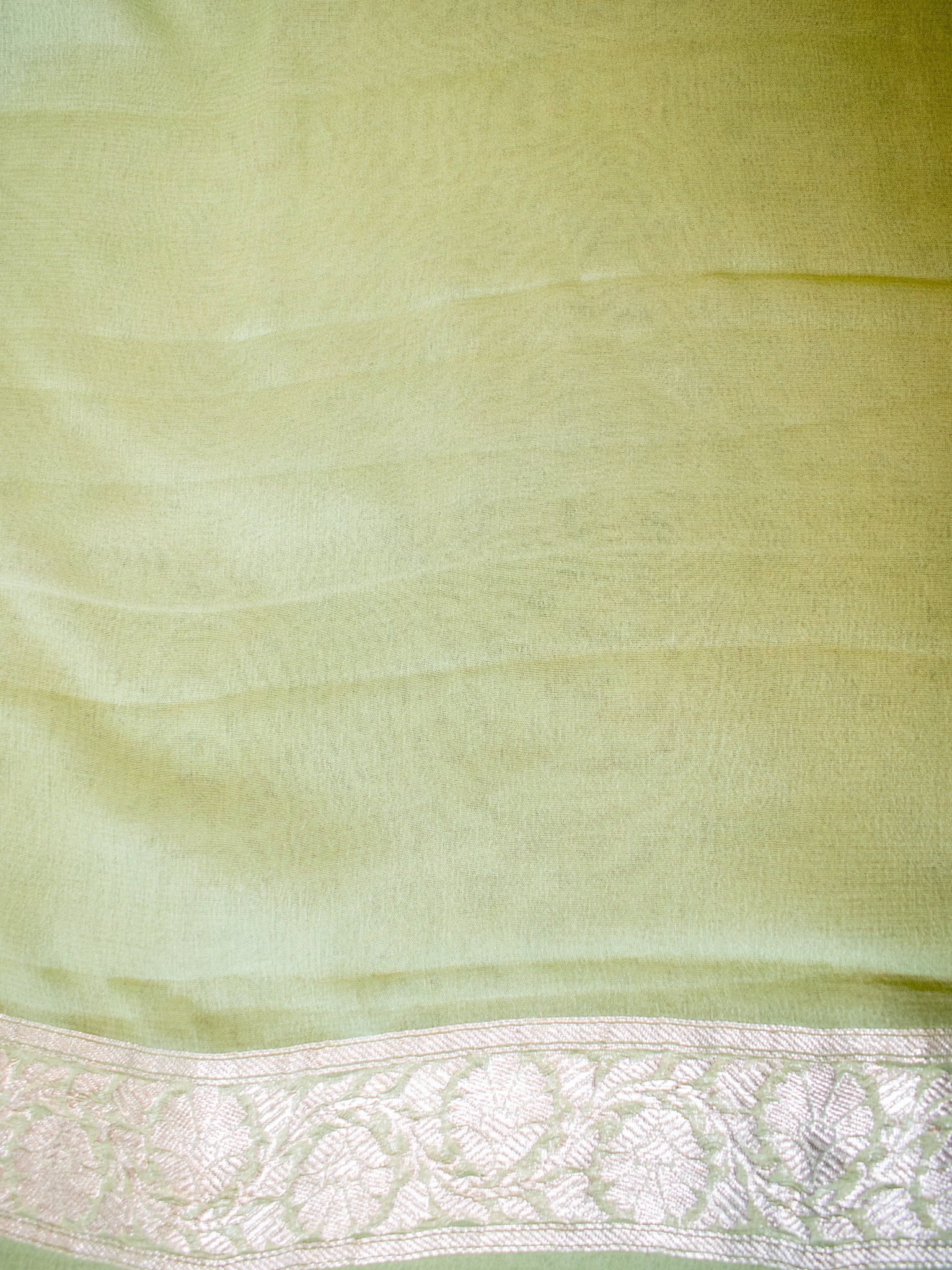 Banarasi Pure Khaddi Georgette Saree With Buti Weaving-Pastel Green