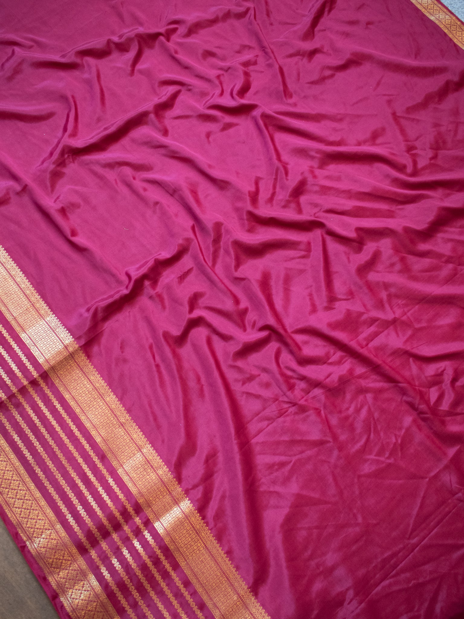 Banarasi Plain Silk Mix Saree with Border- Wine
