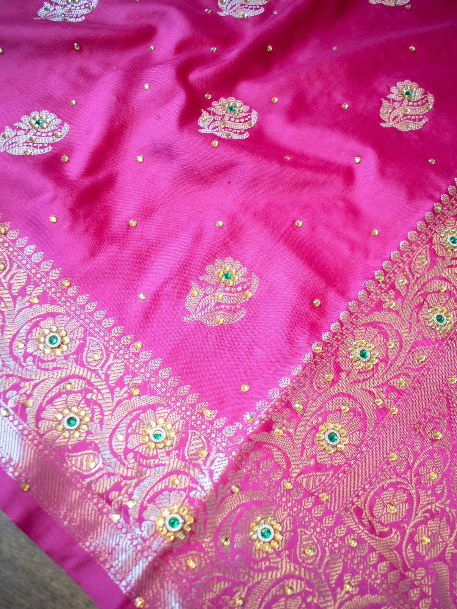 Banarasi Semi Silk Saree With Zari Border - Magenta