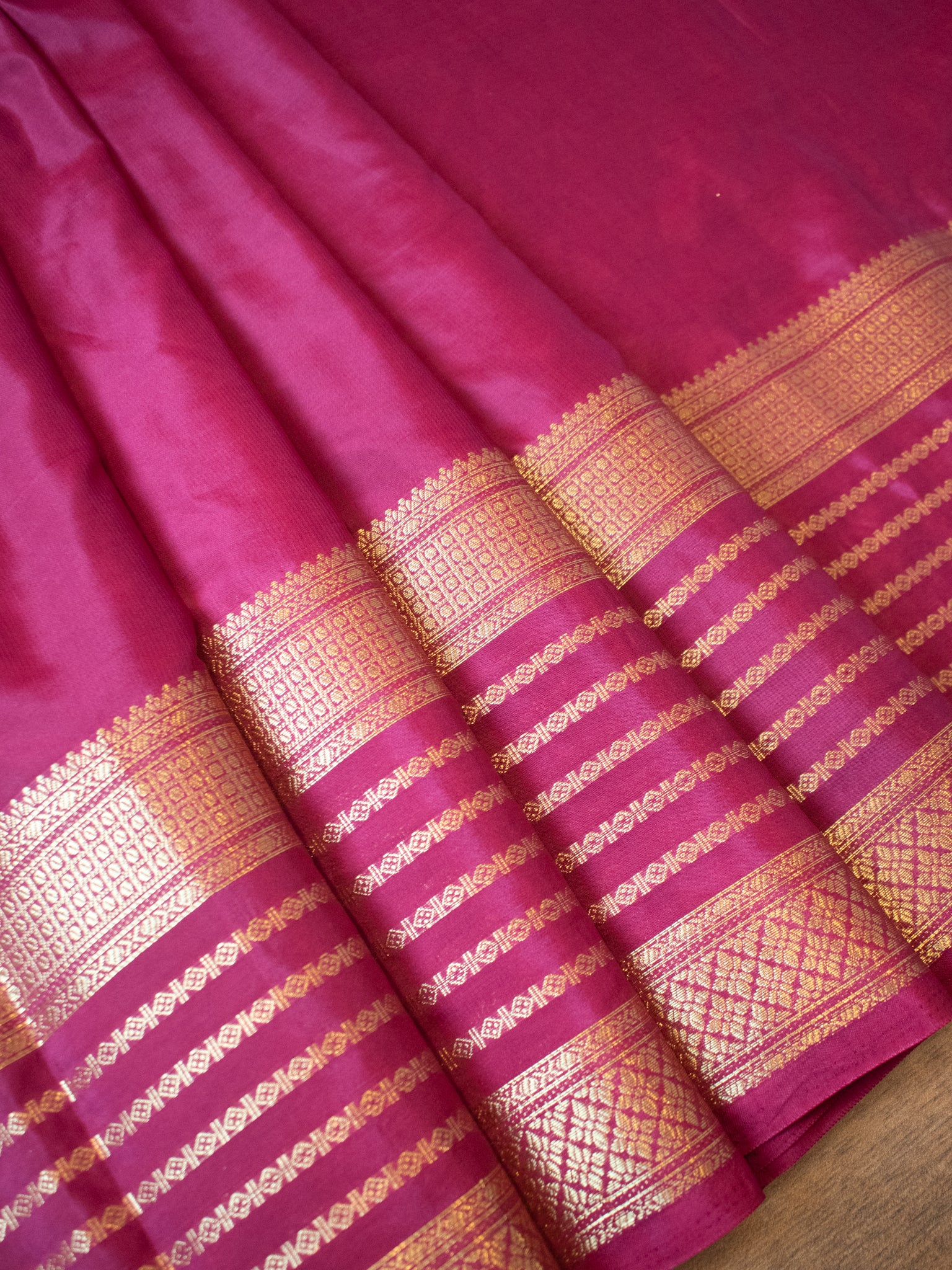 Banarasi Plain Silk Mix Saree with Border- Wine