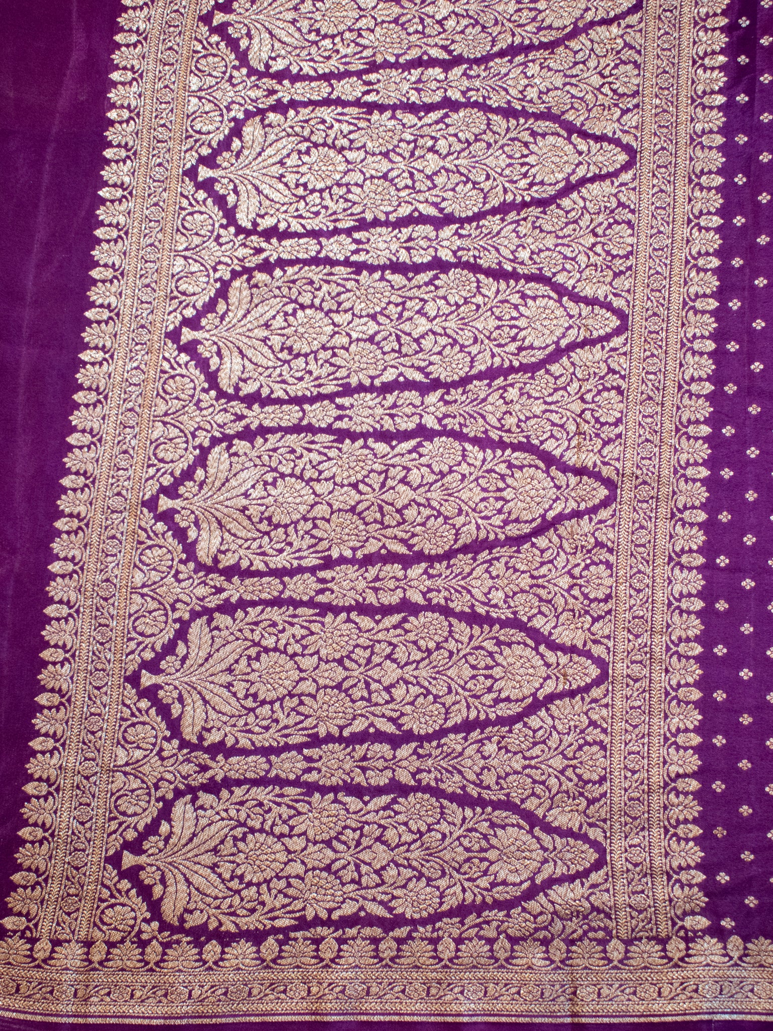 Banarasi Pure Khaddi Georgette Saree With Antique Zari Buti Weaving- Purple