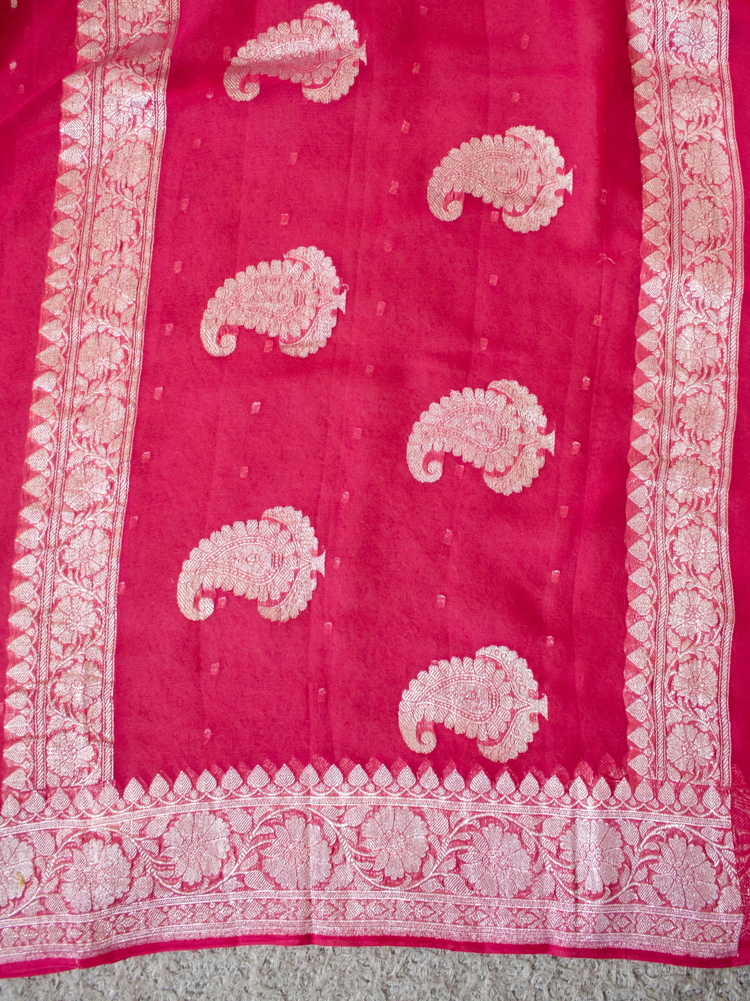 Banarasi Pure Khaddi Georgette Saree With Buti Weaving- Pink