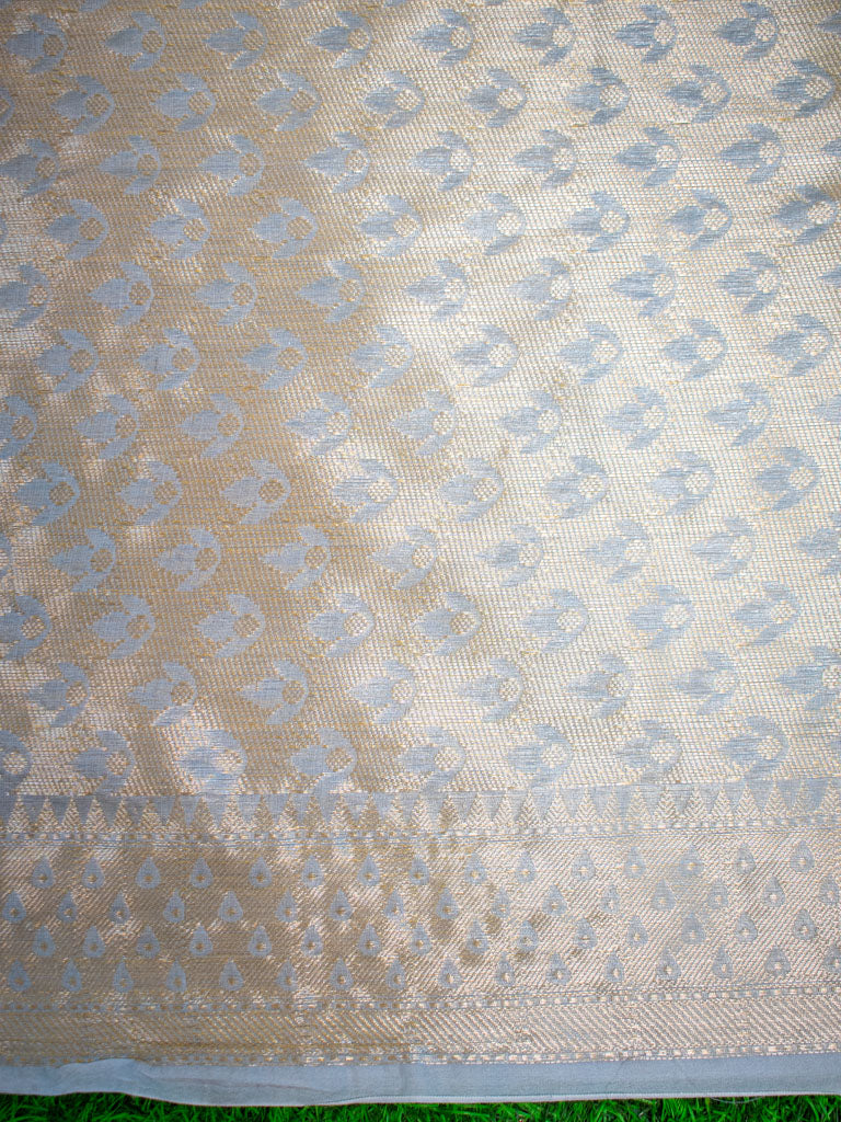 Banarasi Cotton Silk Jaal Resham & Zari Multi Coloured Weaving Saree-Grey