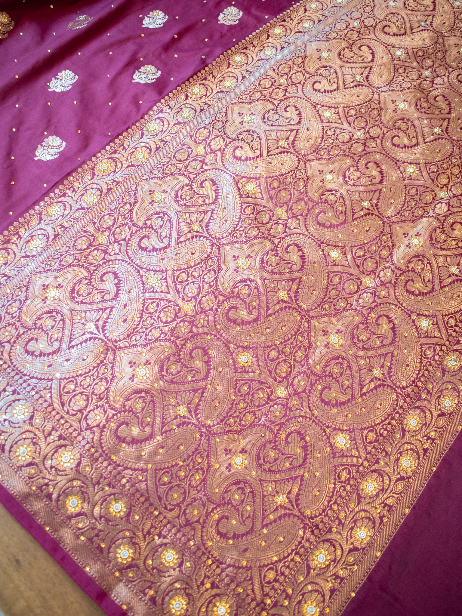 Banarasi Semi Silk Saree With Zari Border - Wine
