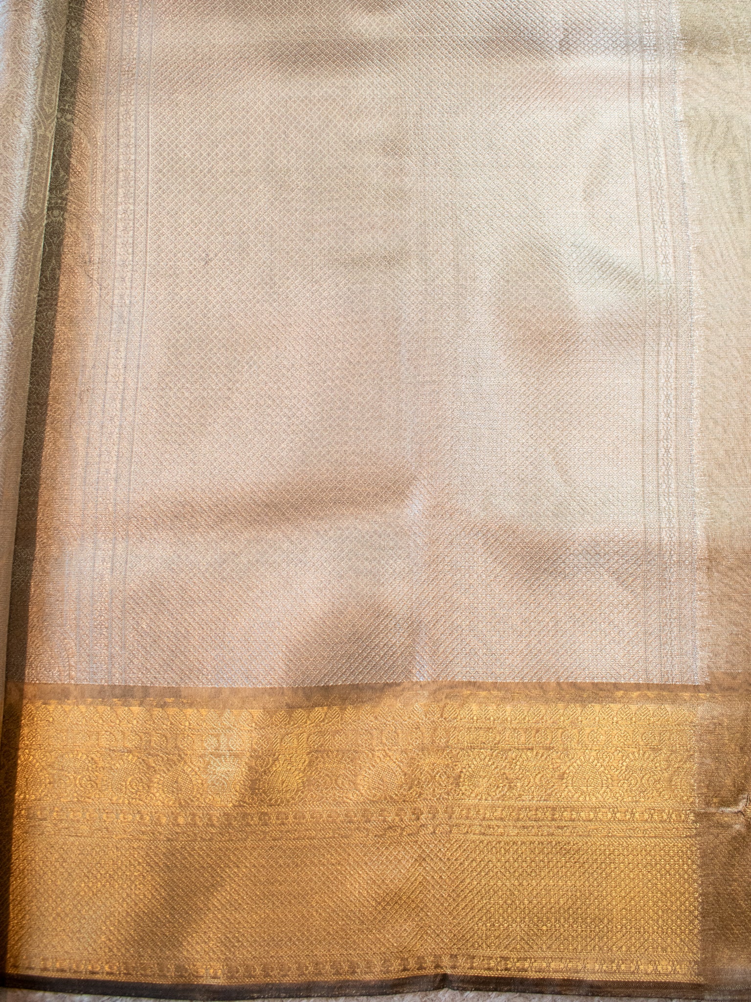 Banarasi Tissue Saree With Weaving & Contrast Border- Grey