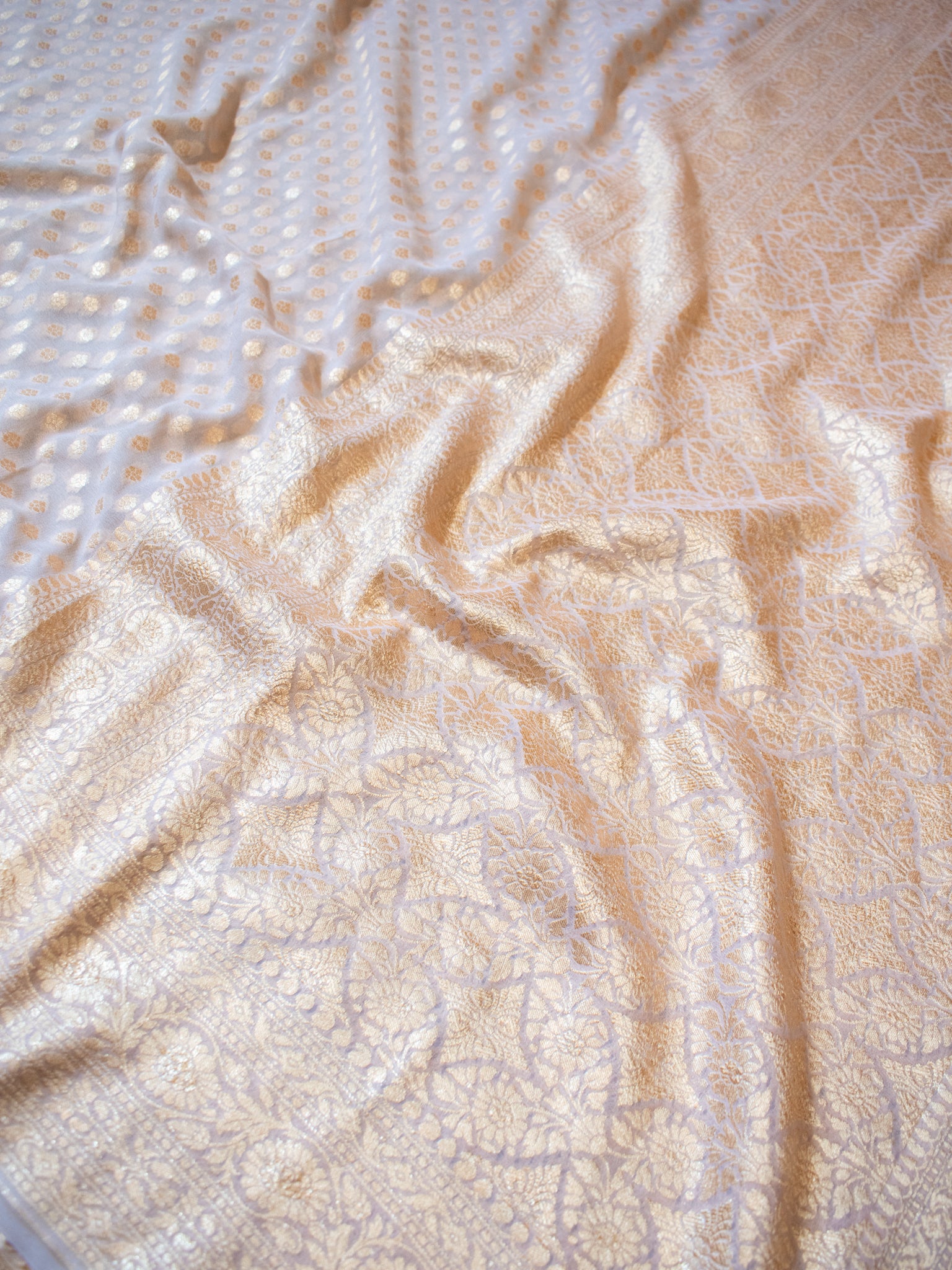 Banarasi Pure Khaddi Georgette Saree With Buti Weaving- Grey