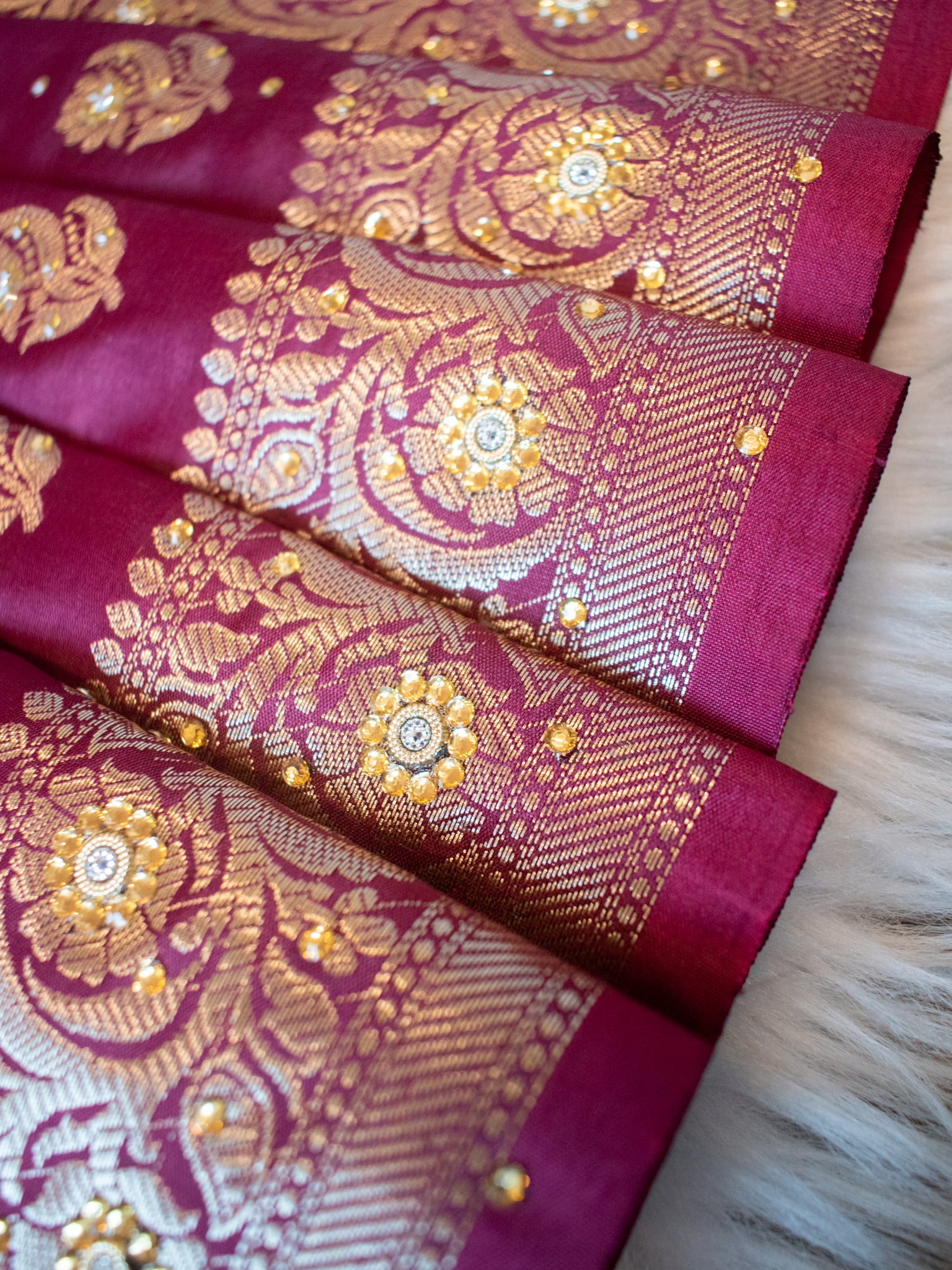 Banarasi Semi Silk Saree With Zari Border - Wine