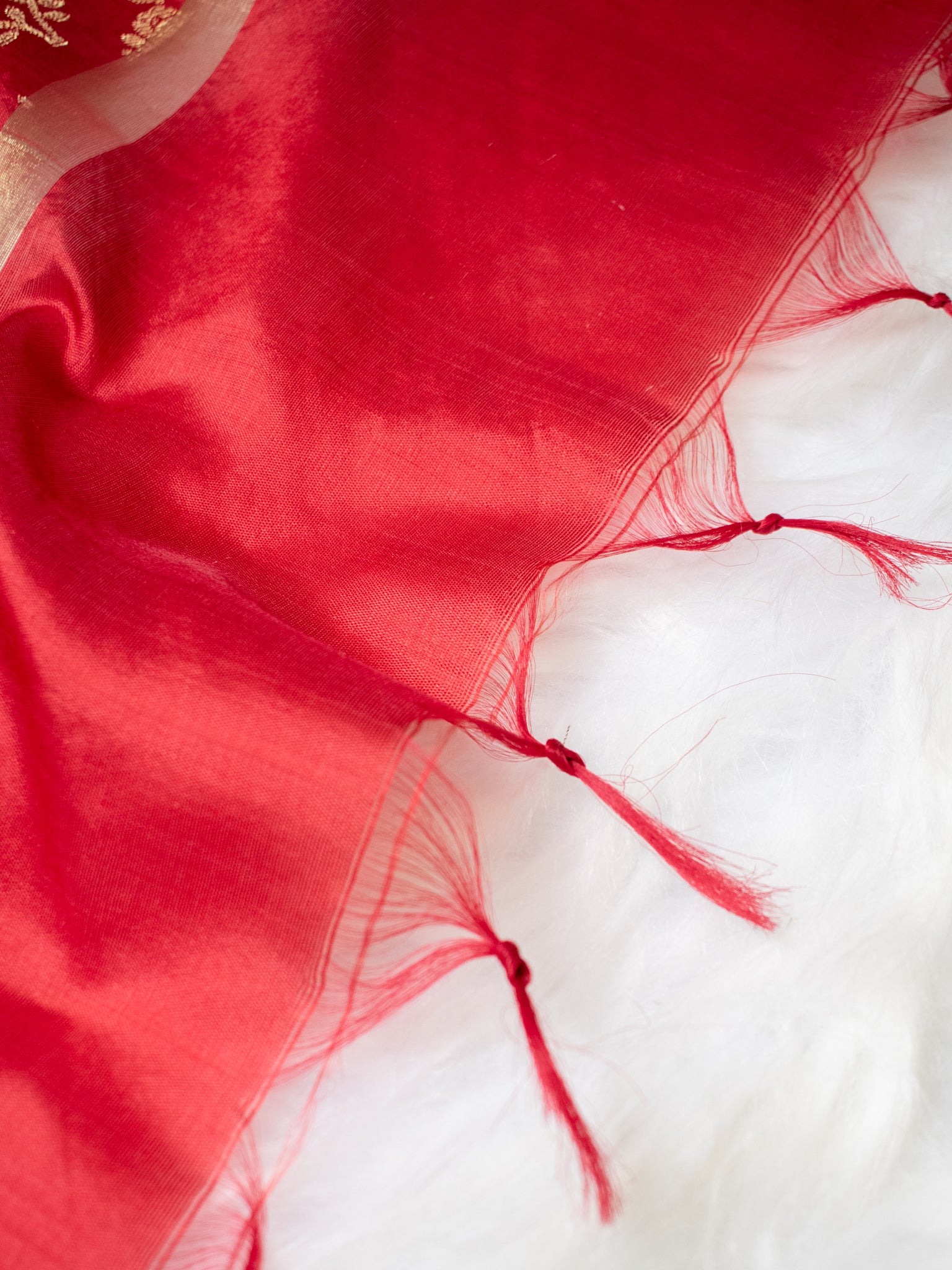 Banarasi Cotton Silk Dupatta With Zari Weaving- Red