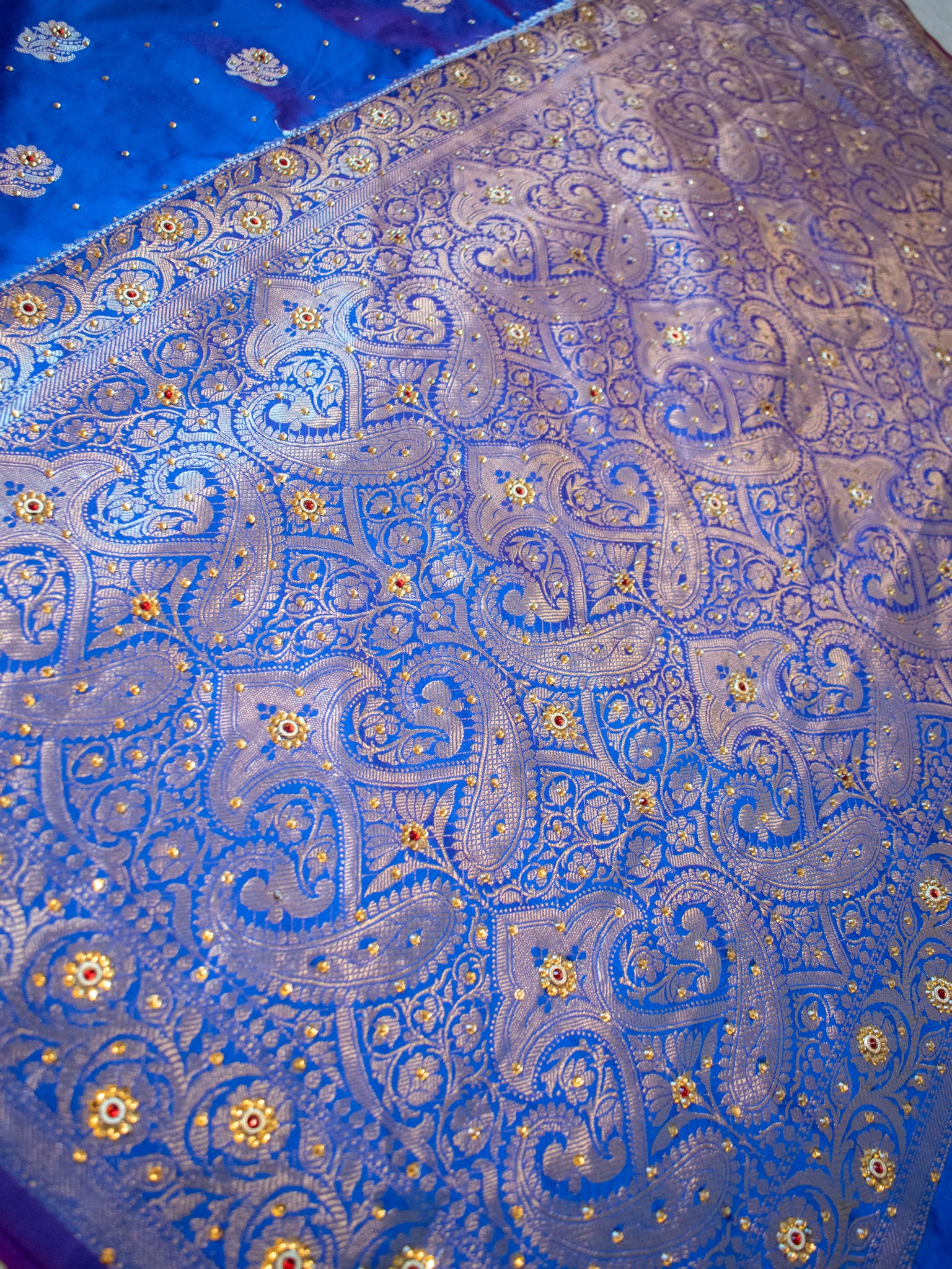 Banarasi Semi Silk Saree With Zari Border - Blue