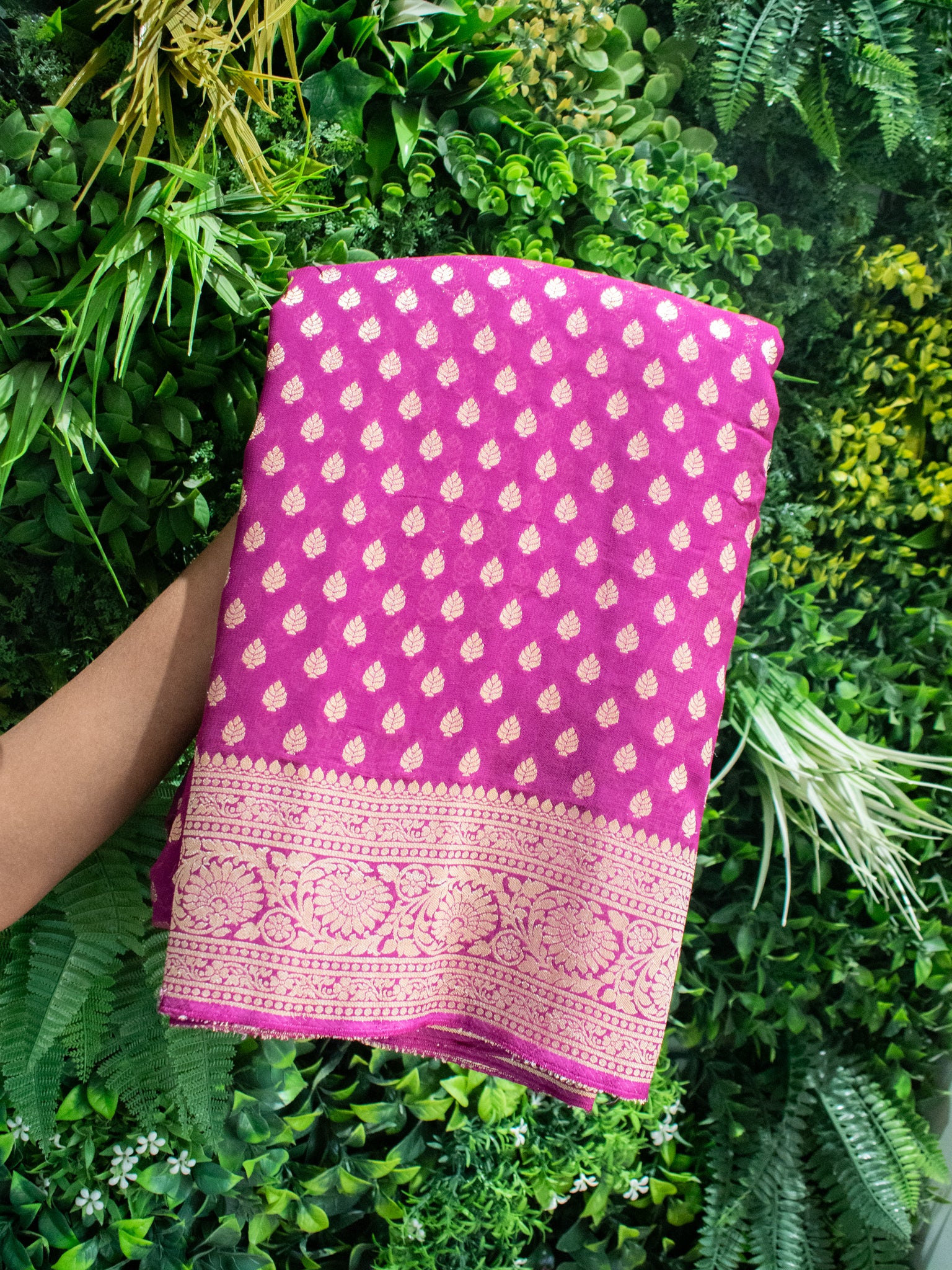 Banarasi Viscose Georgette Saree With Zari Buti Weaving-Purple