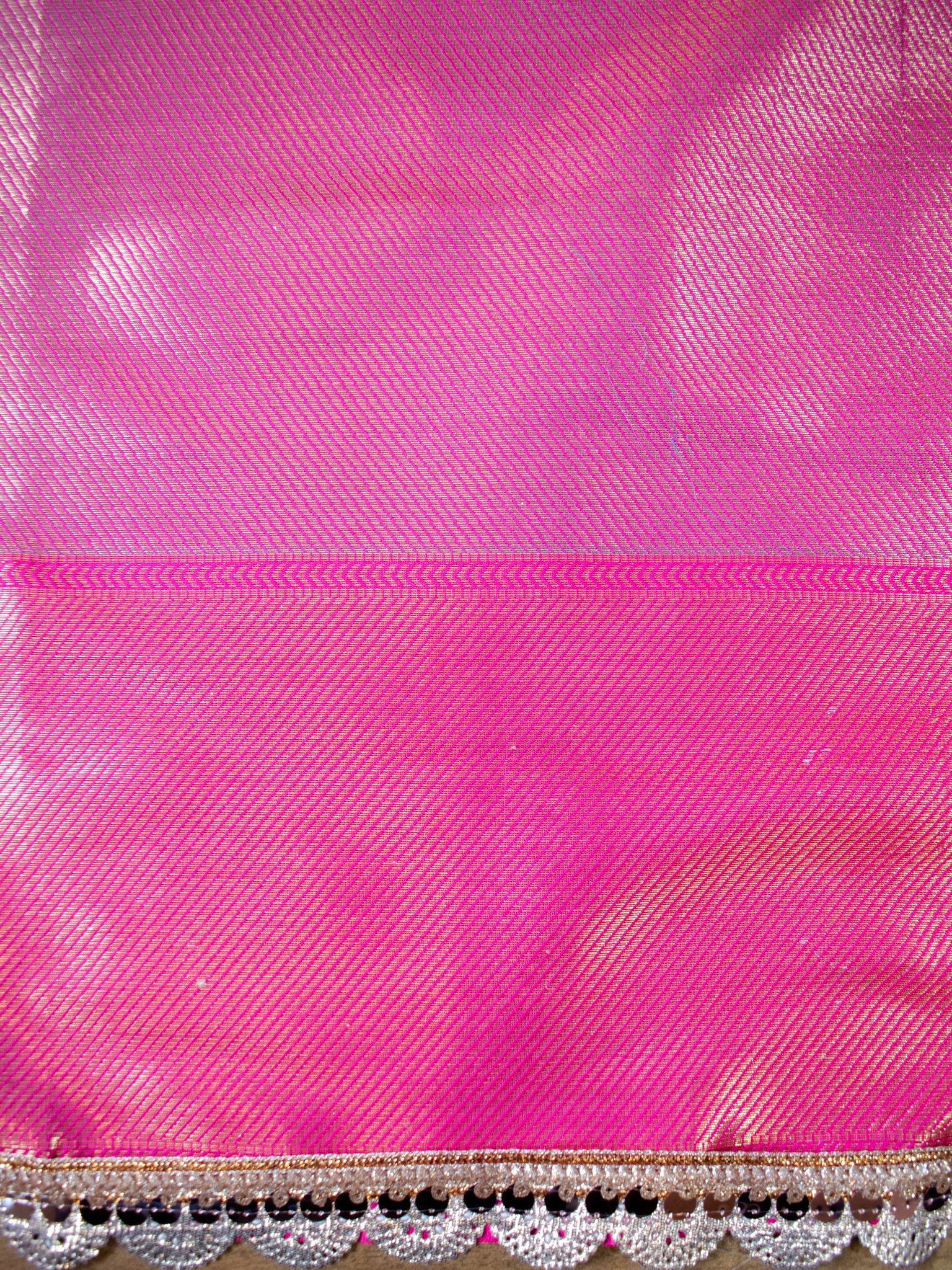 Blue Zari Banarasi Tissue Saree with Weaving & Lace Border