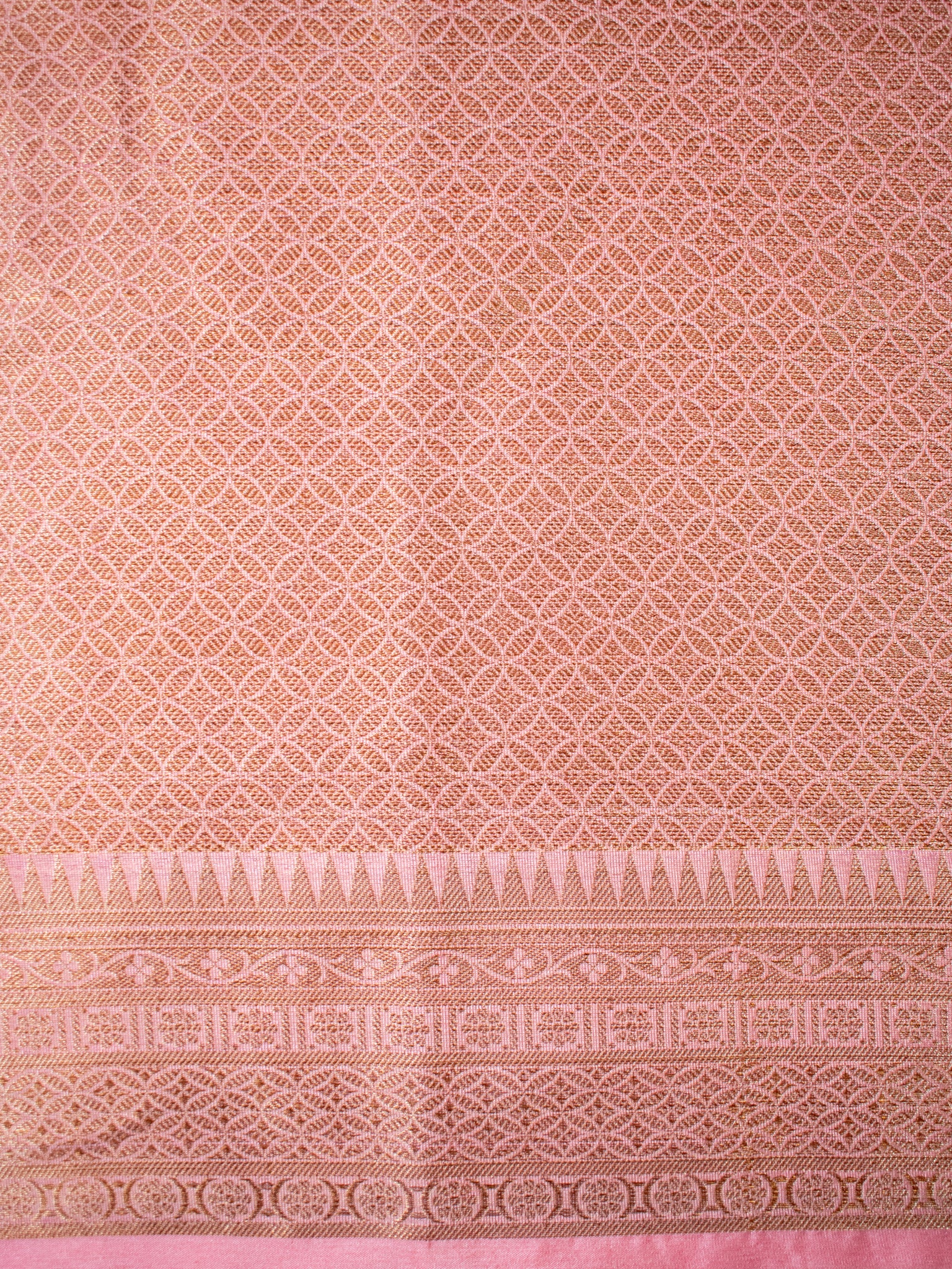 Banarasi Semi Silk Saree With Zari Weaving & Skirt Border-Pink