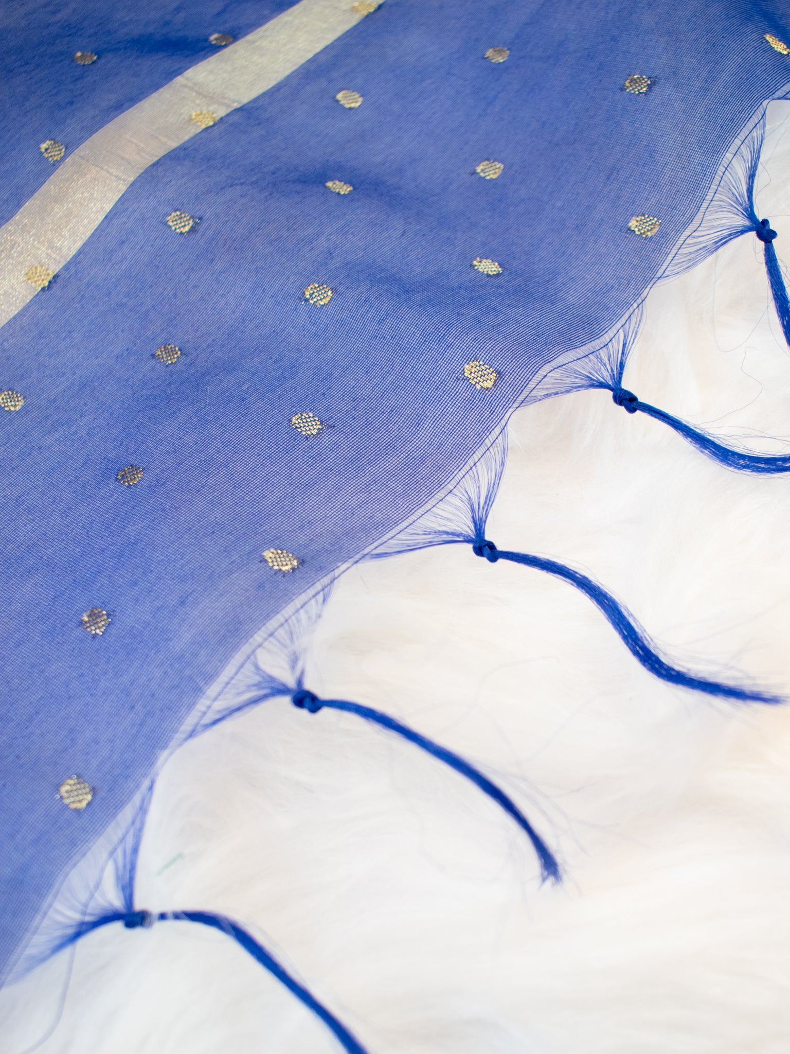 Banarasi Cotton Silk Dupatta With Buti Weaving- Blue