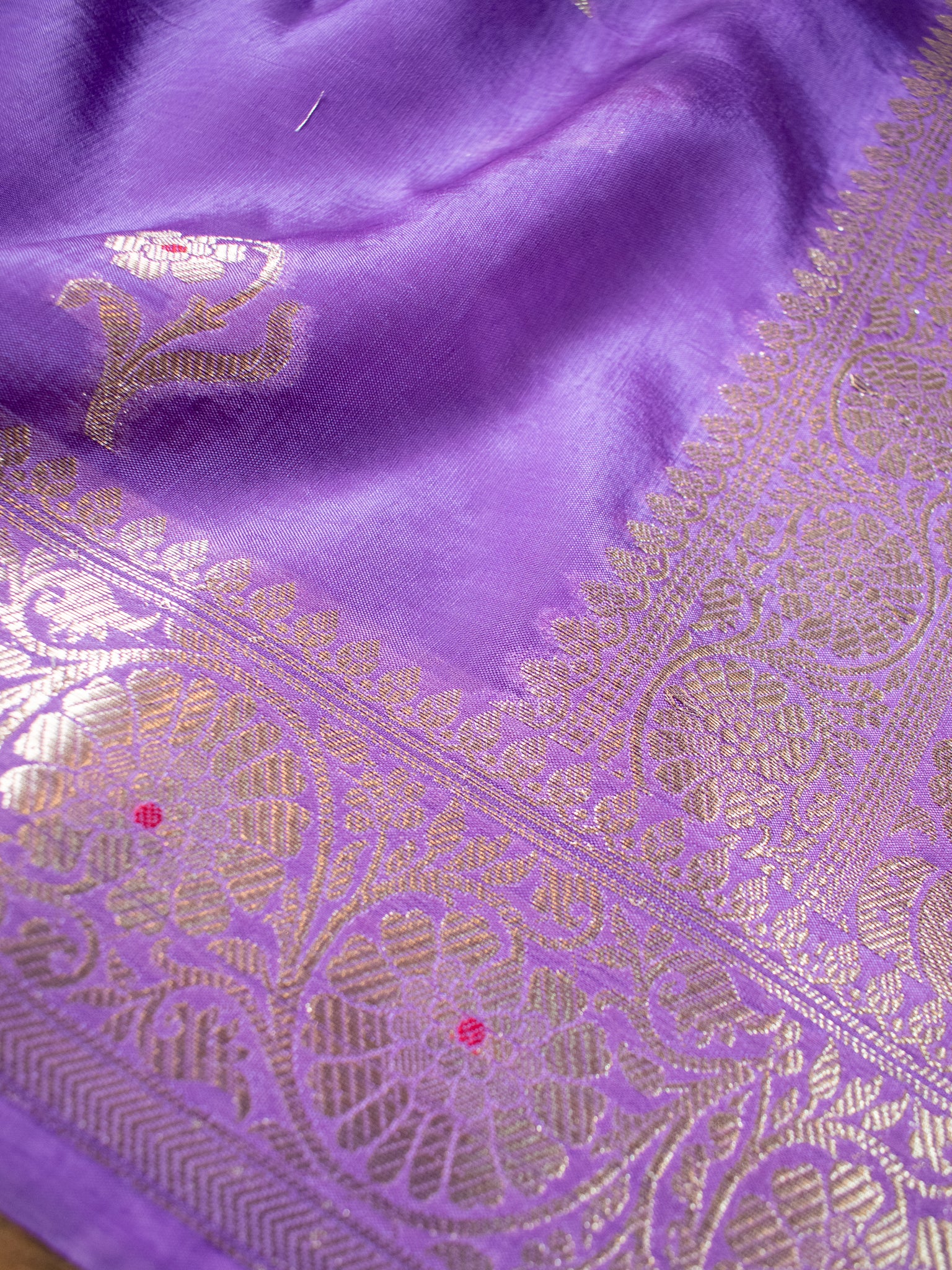 Banarasi Soft Cotton Saree with Floral Weaving & Border- Lavender