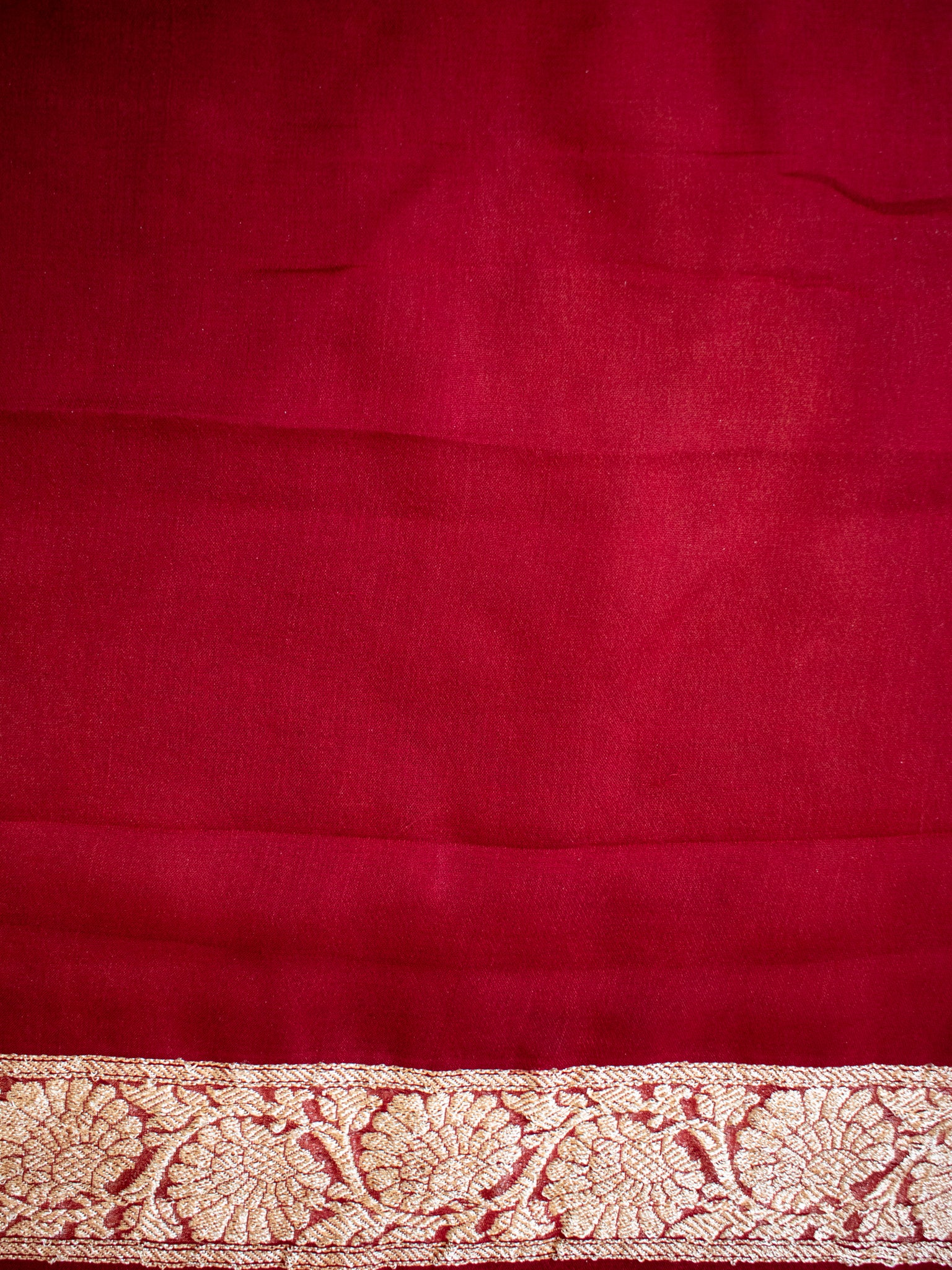 Banarasi Pure Khaddi Georgette Saree With Sona Rupa Zari Buti Weaving- Maroon