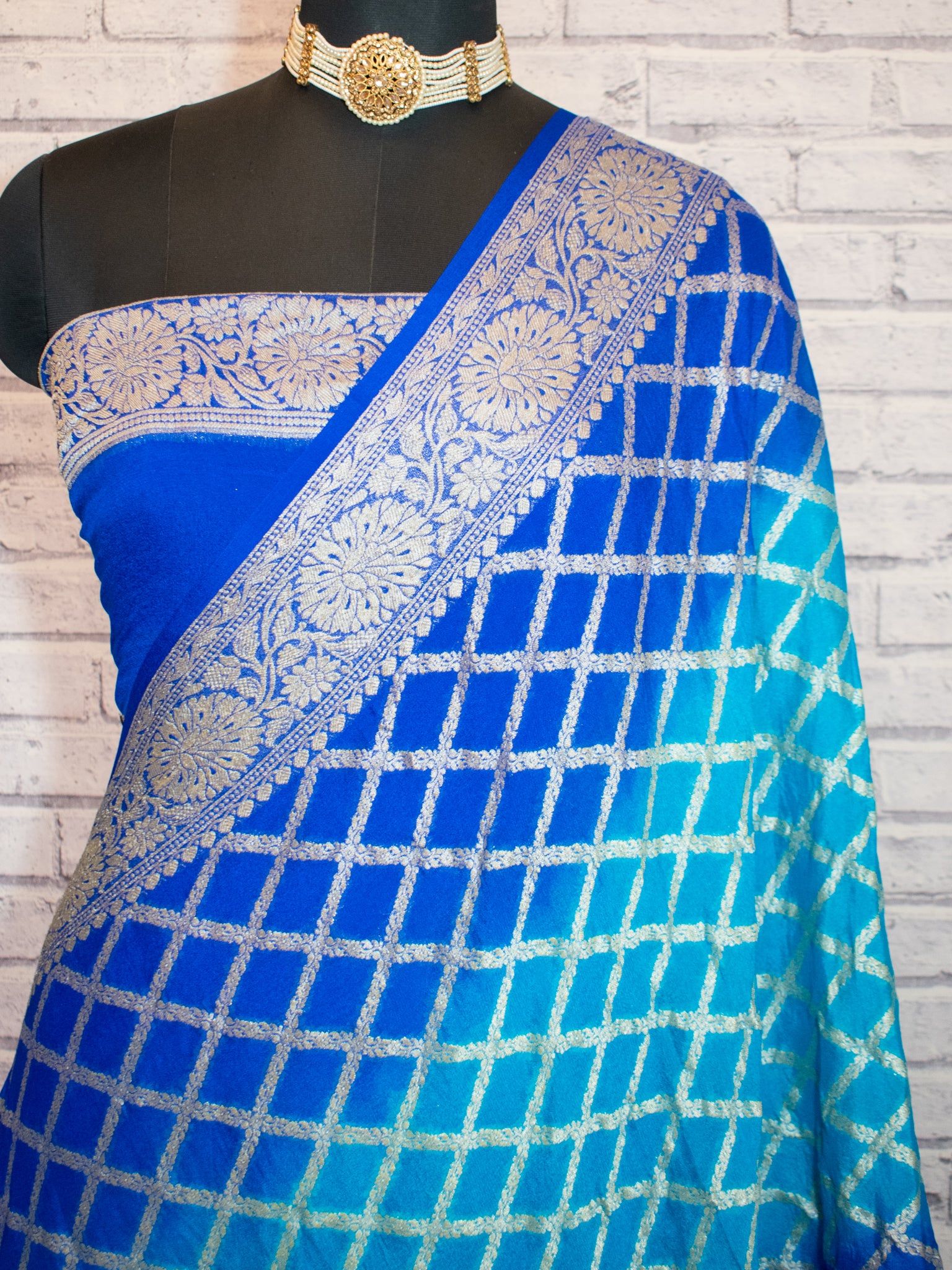 Banarasi Pure Georgette Saree With Resham Weaving - Blue