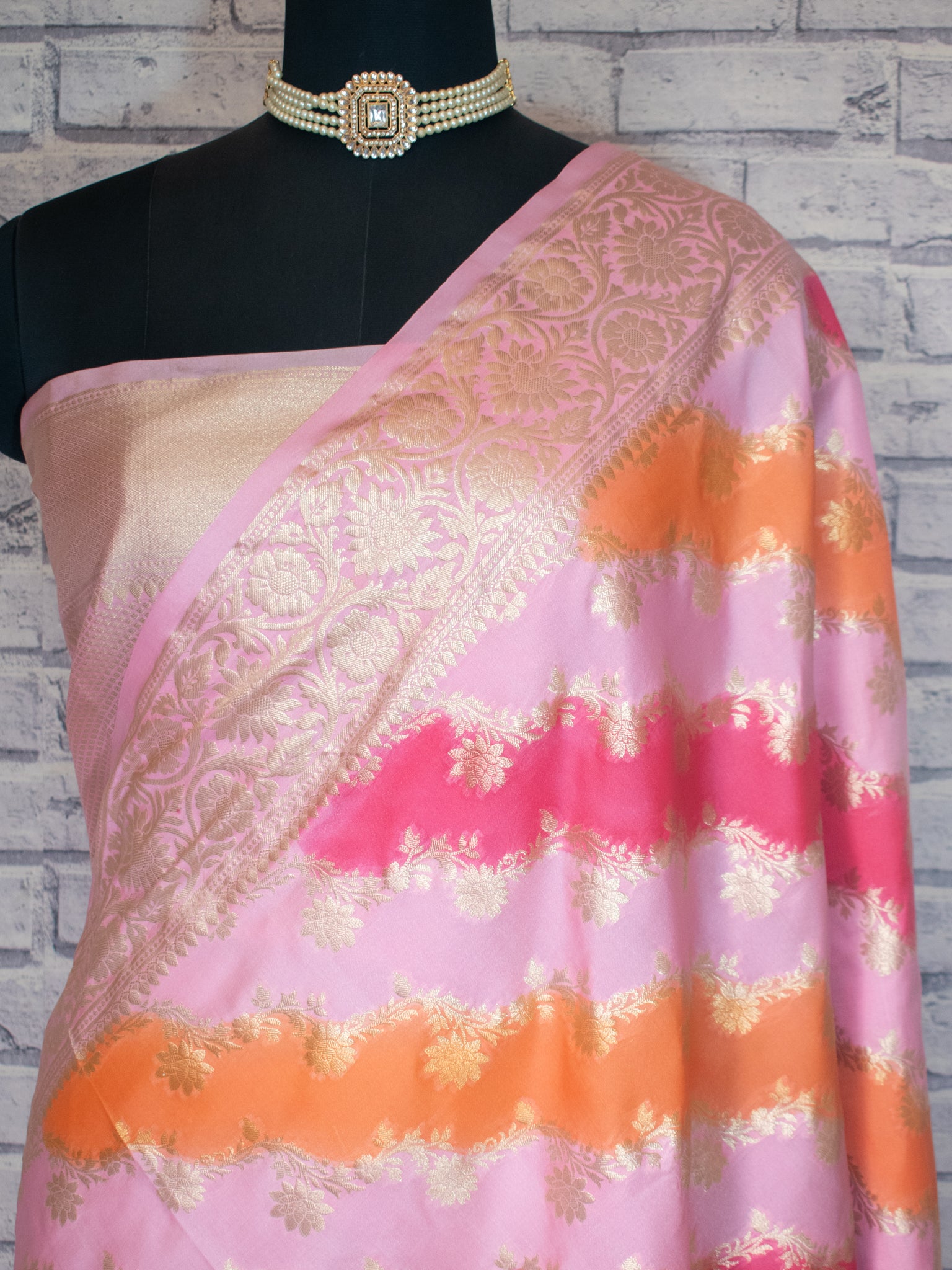Banarasi Cotton Silk Saree With Zari Weaving & Border - Pink