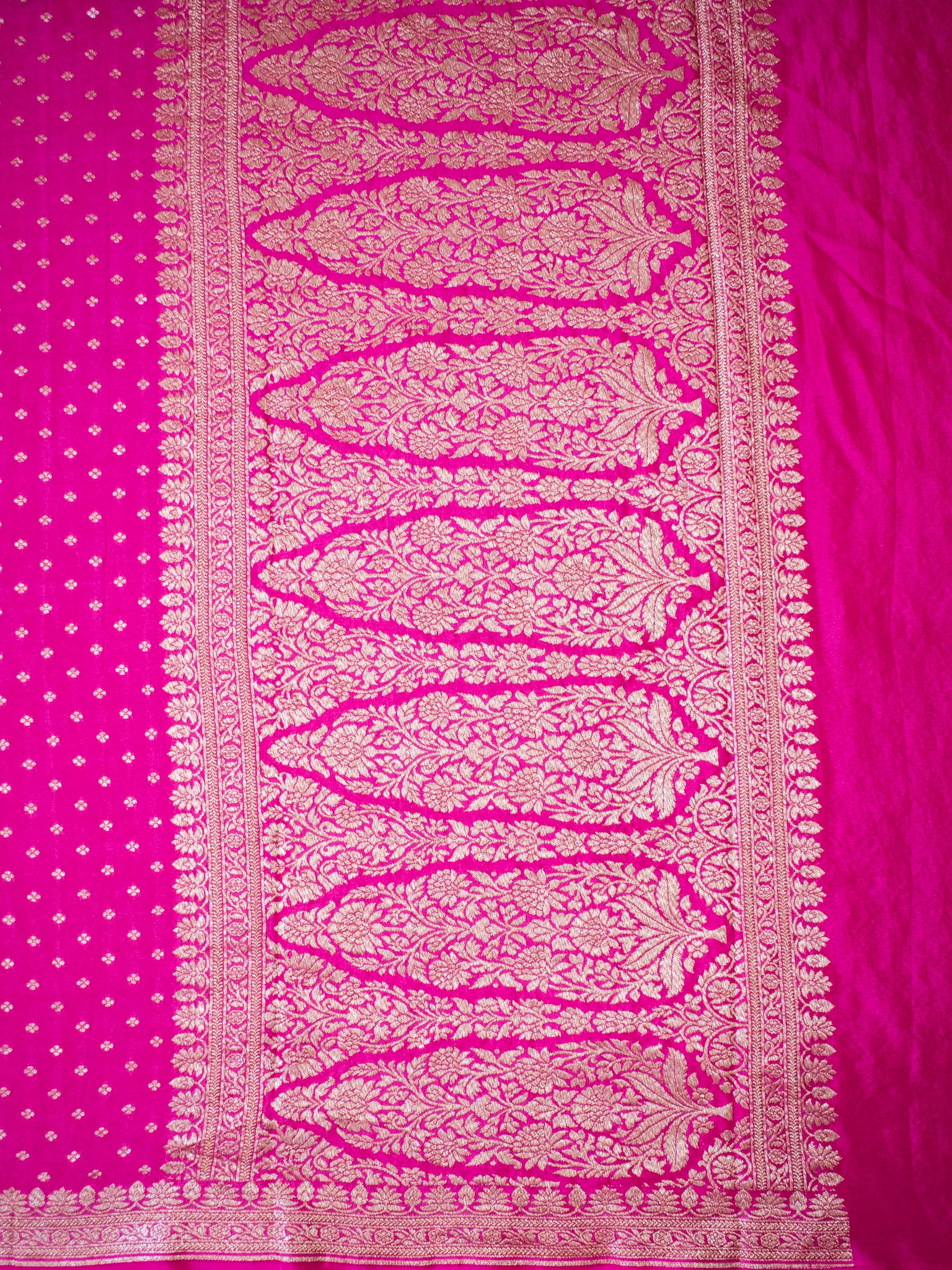 Banarasi Pure Khaddi Georgette Saree With Antique Zari Buti Weaving- Pink