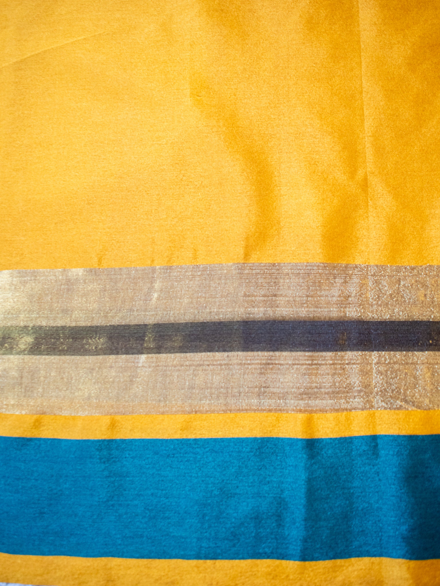 Banarasi Plain Silk Saree With Contrast Border - Yellow
