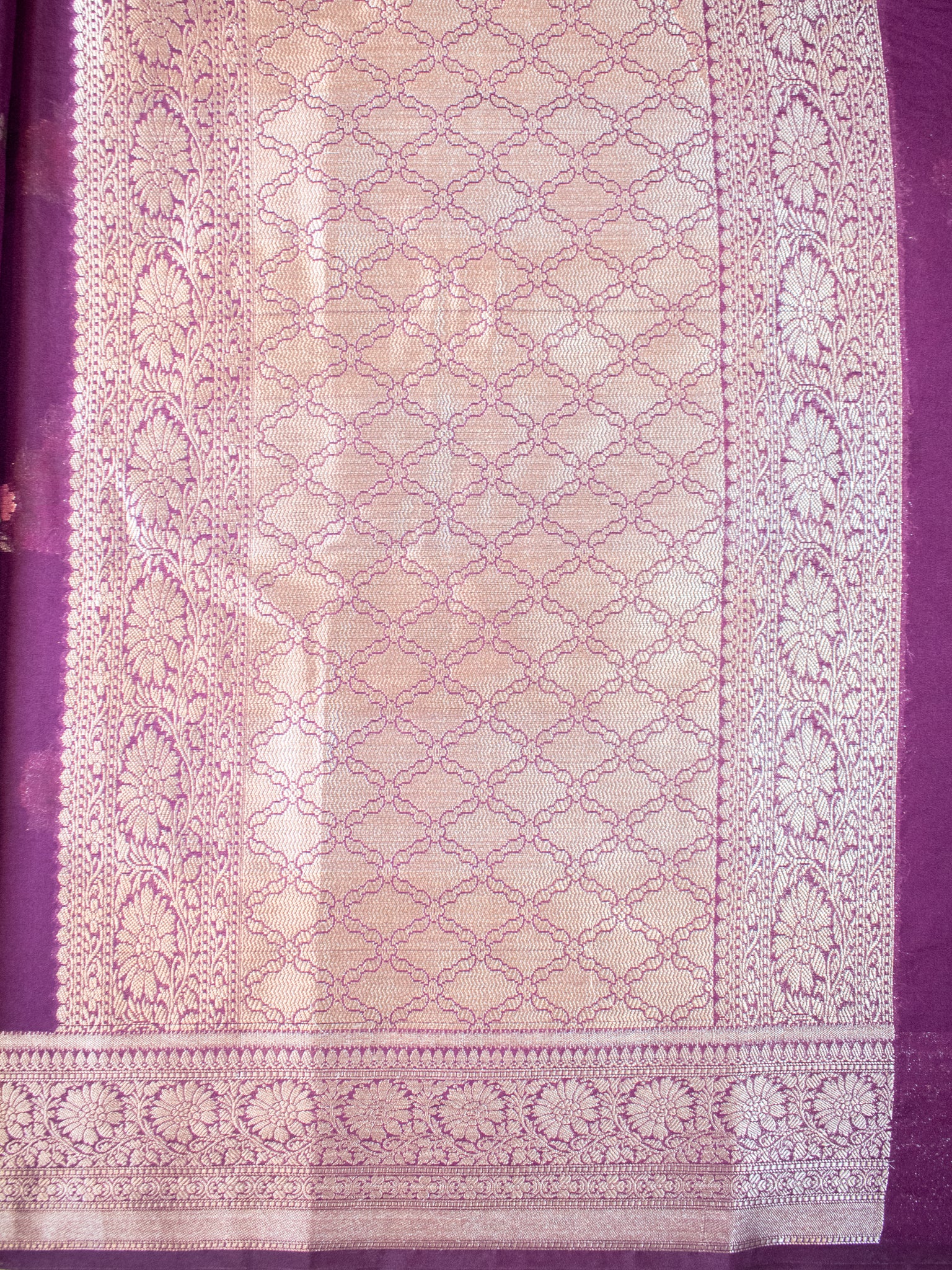 Banarasi Semi Georgette Saree with Floral Weaving & Border- Wine