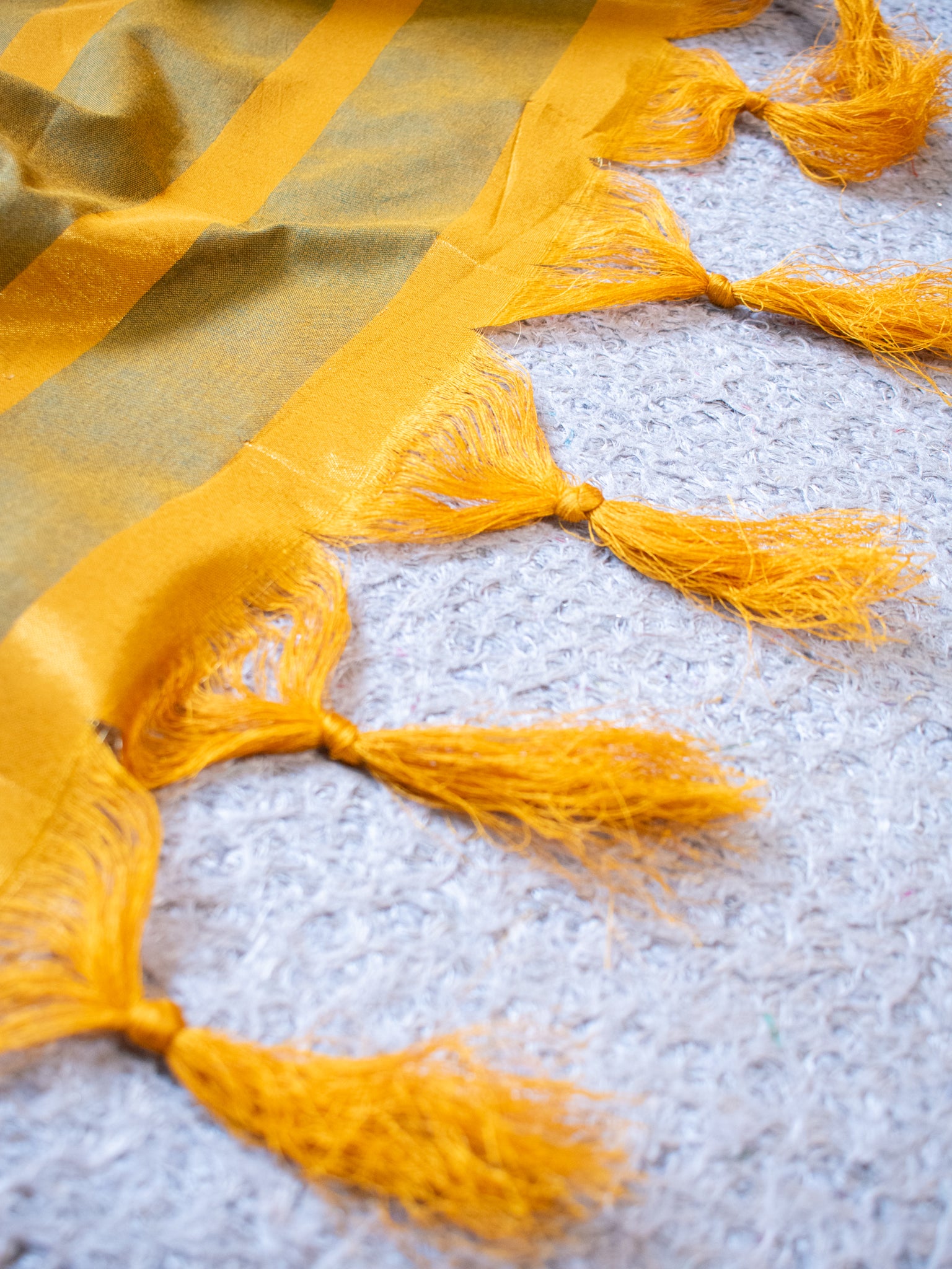 Banarasi Plain Silk Saree With Contrast Border - Yellow