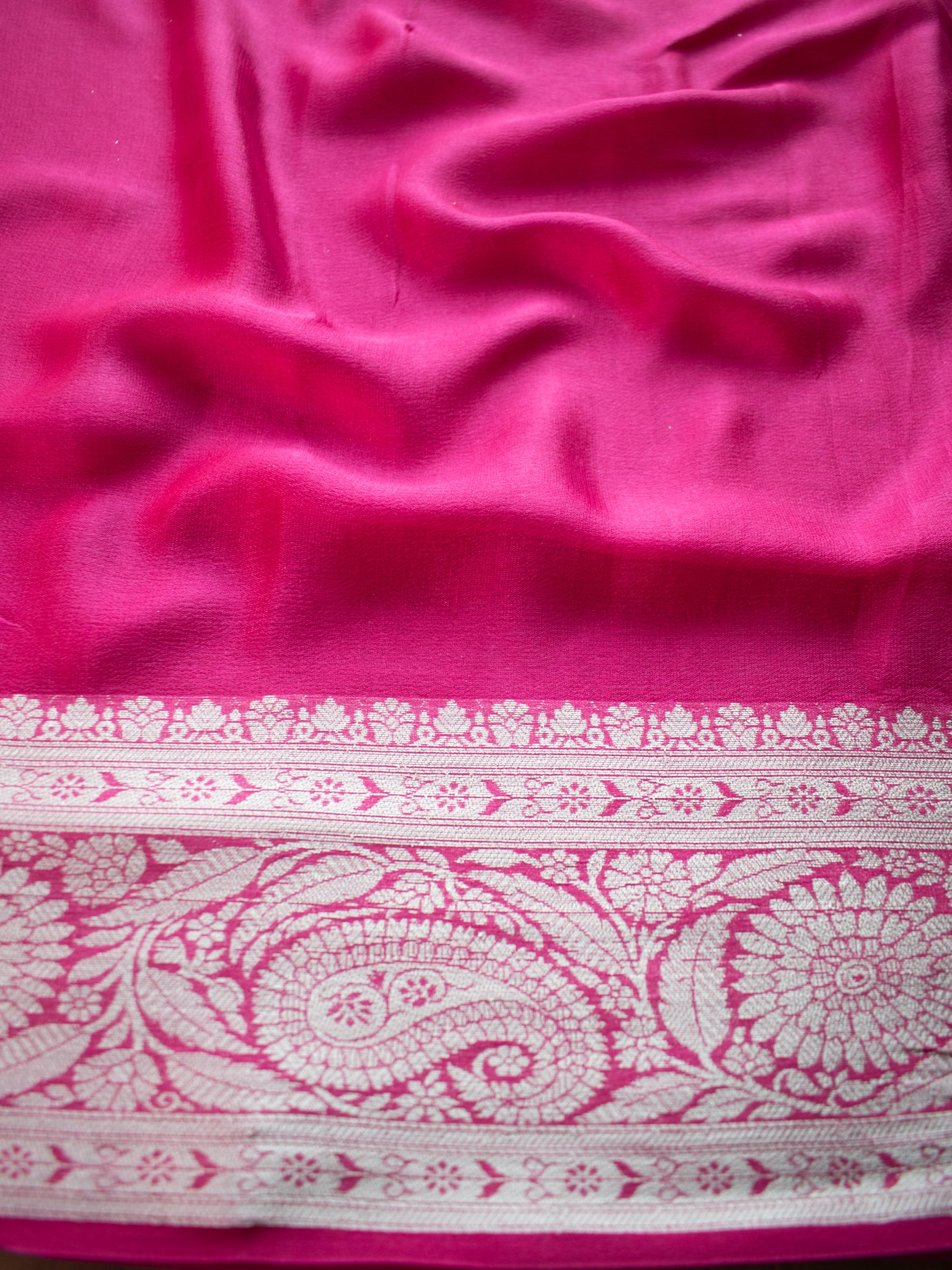 Banarasi Chiffon Saree Silver Zari Weaving-Lilac