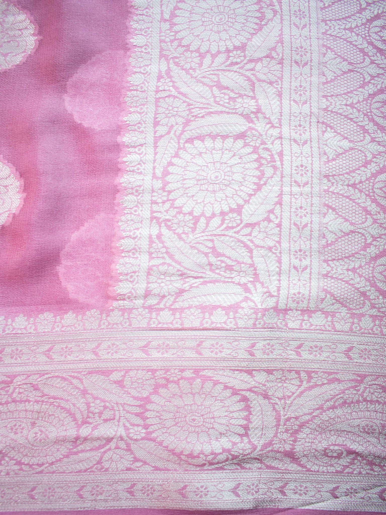 Banarasi Chiffon Saree Silver Zari Weaving-Lilac