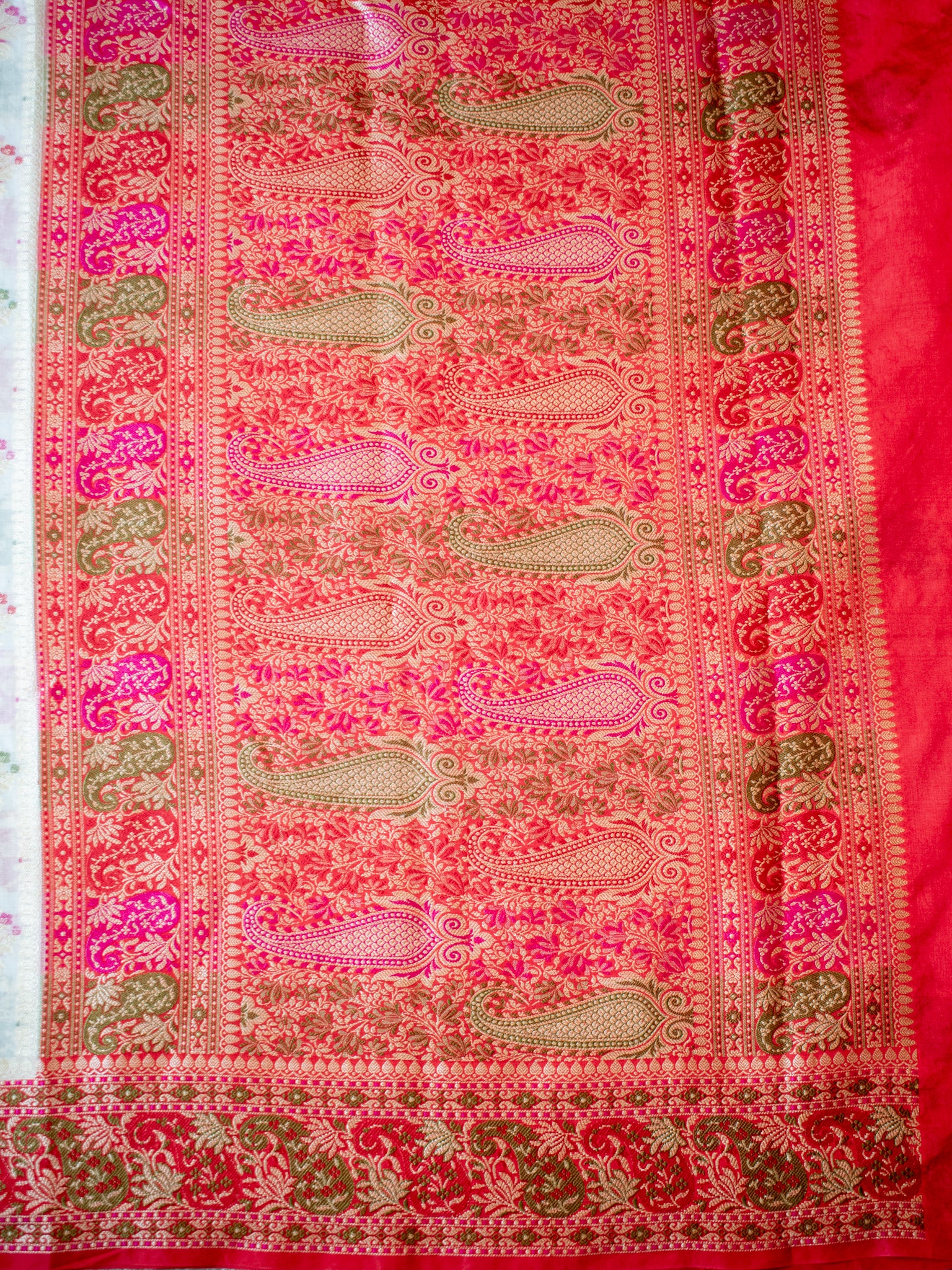 Banarasi Semi Georgette Saree With Resham Work and Border - White