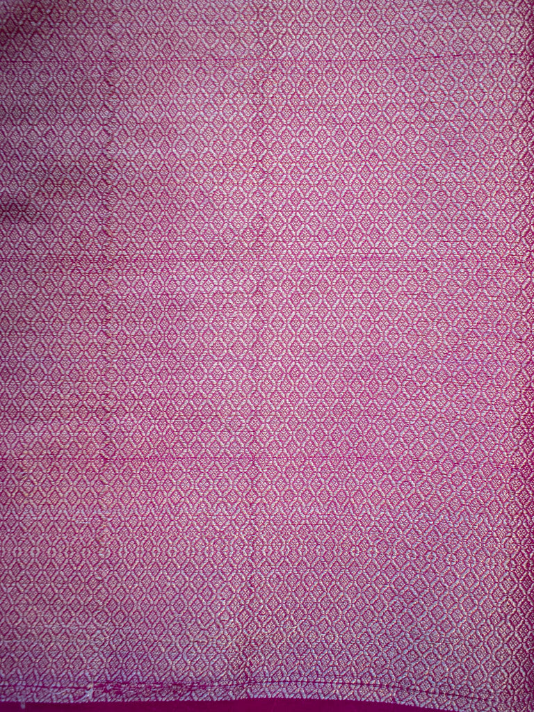 Banarasi Semi Chiffon Saree Silver Zari Buti Weaving & Contrast Border-Red