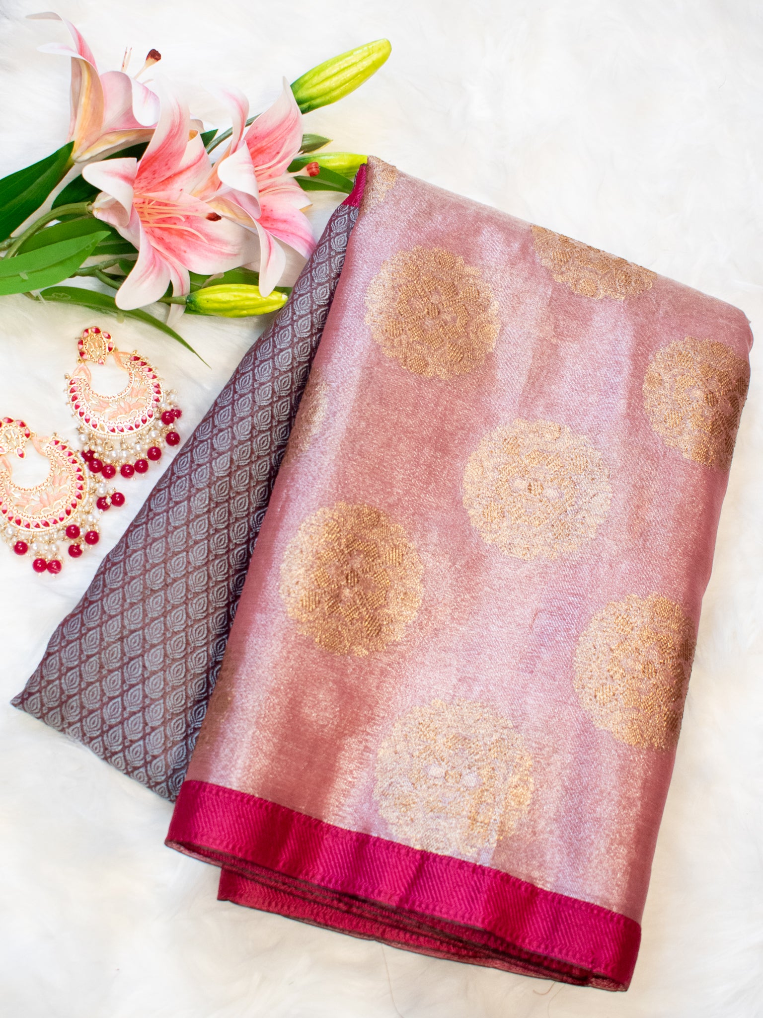 Banarasi Cotton Silk Saree With Skirt Border -Grey